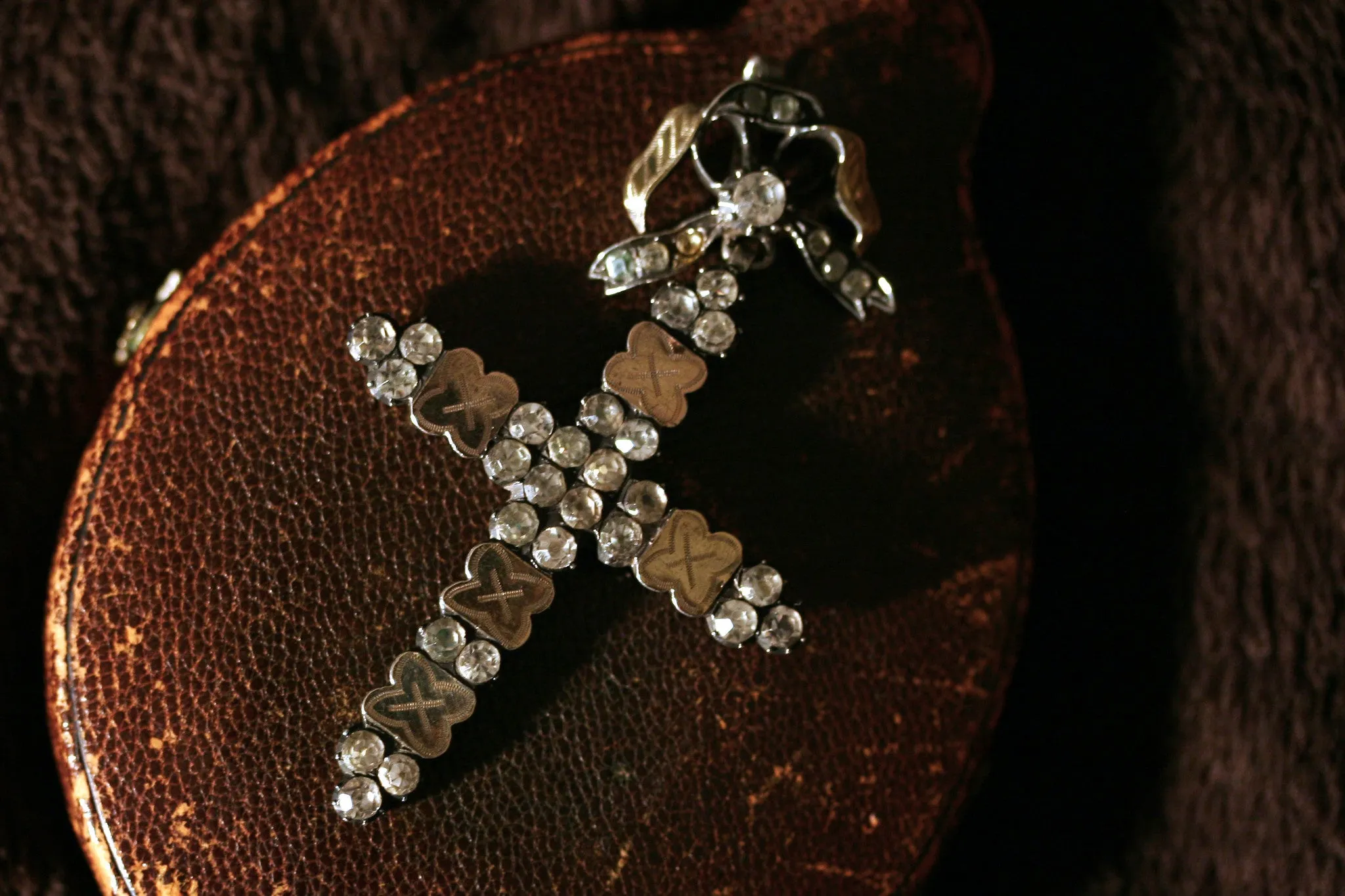 Early 19th Century Paste Cross and Bow Pendant