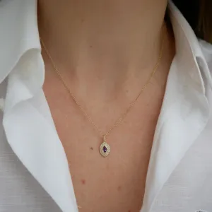 EF Collection Diamond and Marquise Amethyst Gem Necklace