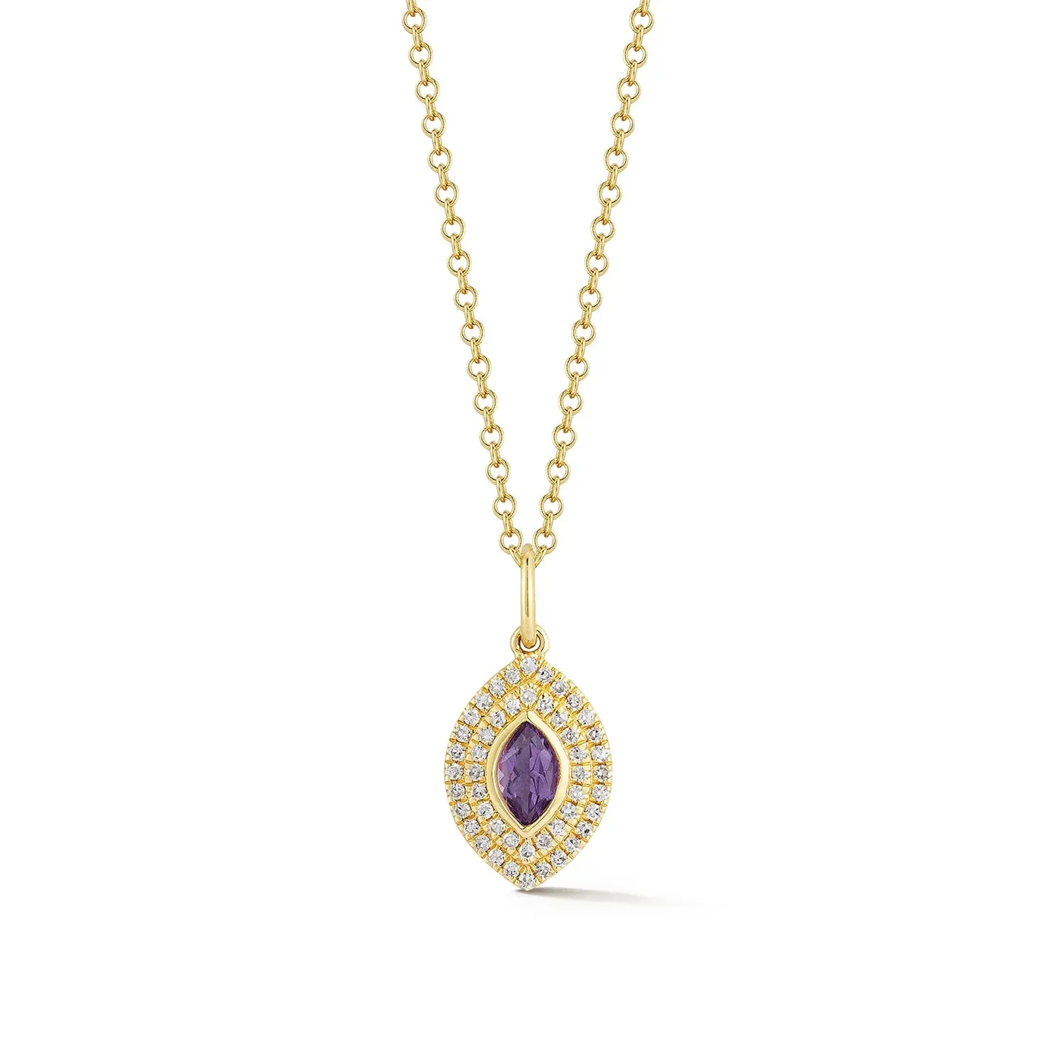 EF Collection Diamond and Marquise Amethyst Gem Necklace