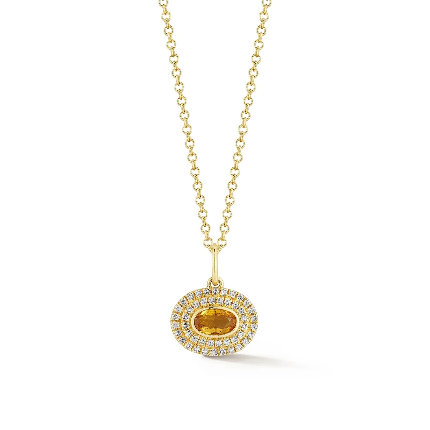EF Collection Diamond and Oval Citrine Gem Necklace