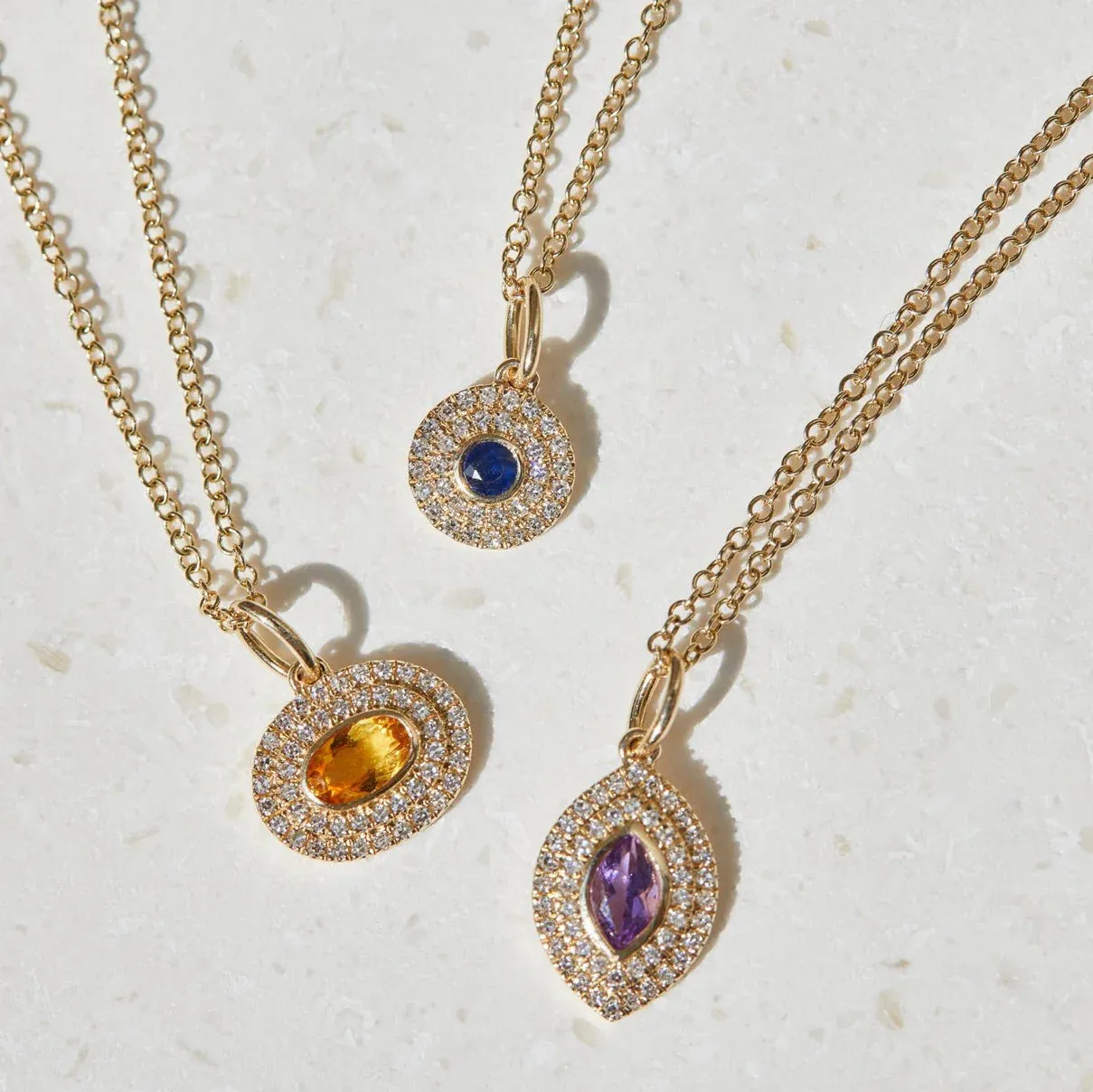 EF Collection Diamond and Oval Citrine Gem Necklace