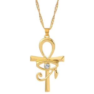 Egyptian Ankh Cross Eye of Horus Amulet Necklace