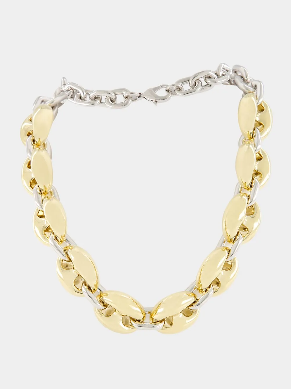 Eight Chunky Gold and Silver Necklace
