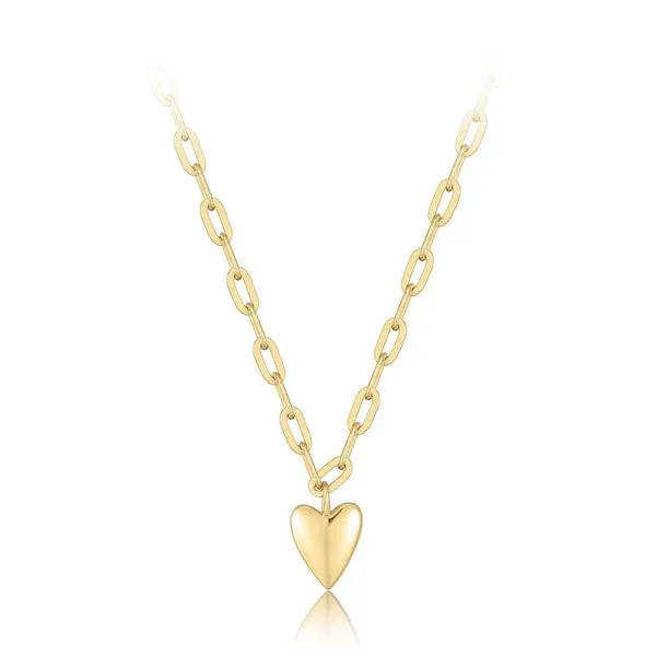 Eklexic Heart Charm Paperclip Necklace