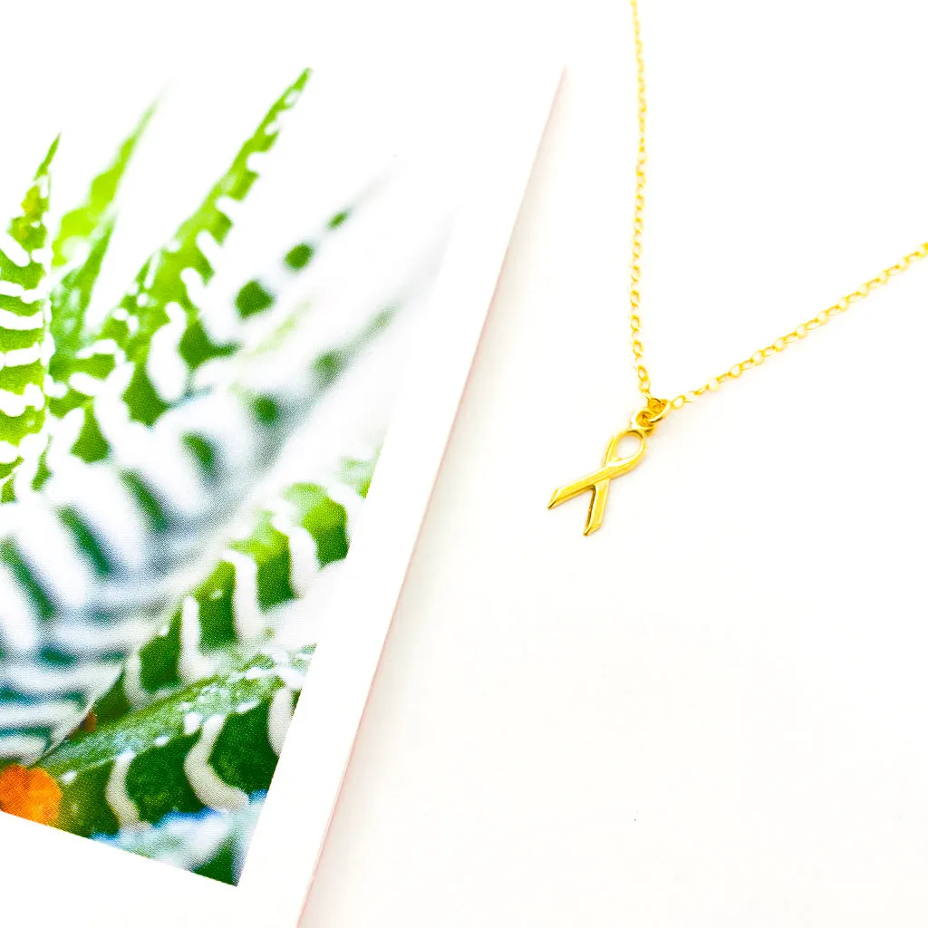 Eleanor Awareness Ribbon Necklace | Gold