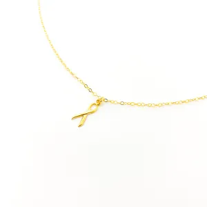 Eleanor Awareness Ribbon Necklace | Gold