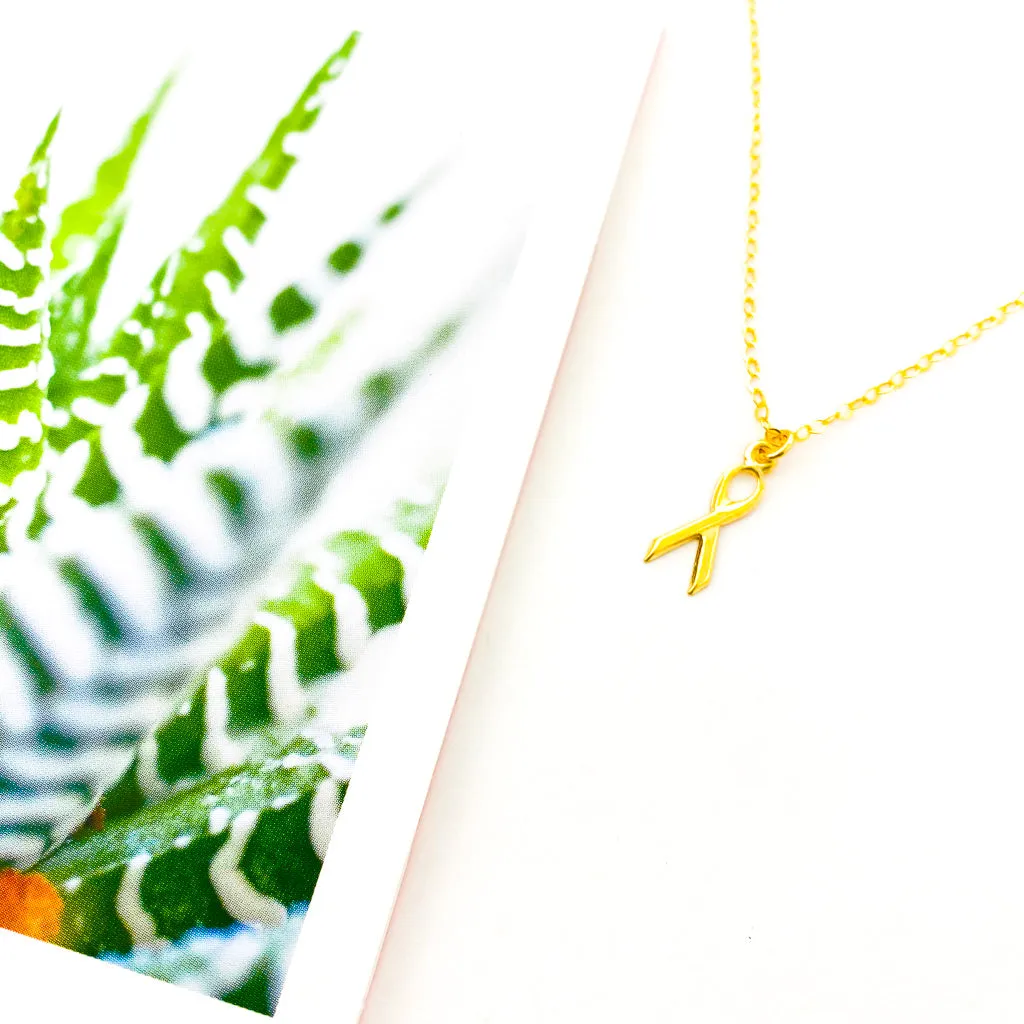 Eleanor Awareness Ribbon Necklace | Gold