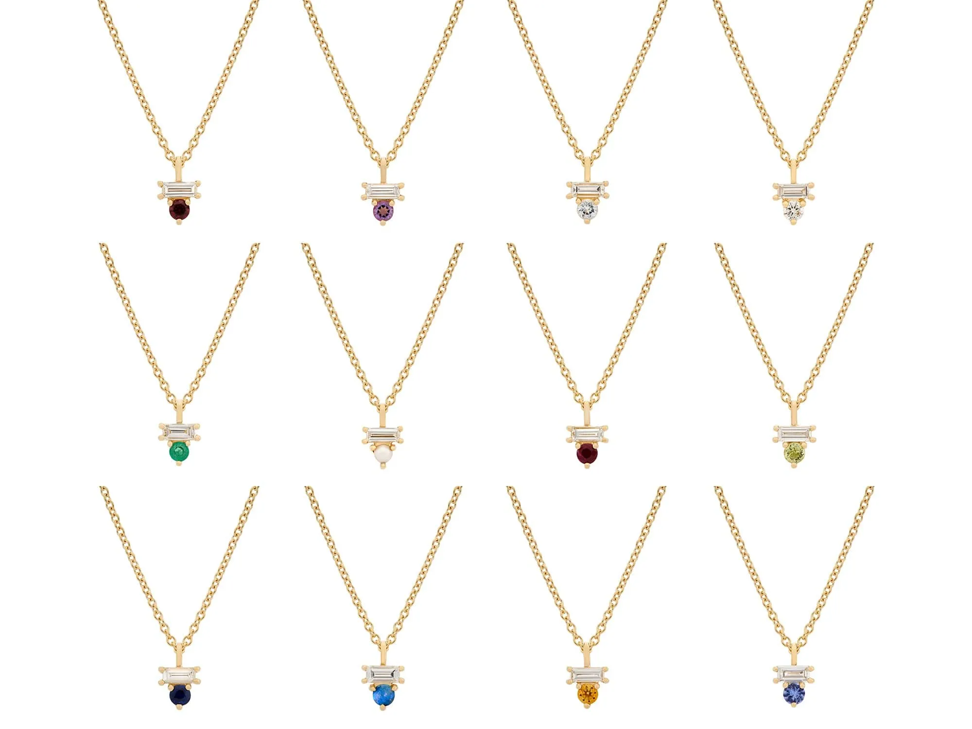 Emerald & Diamond Baguette Necklace