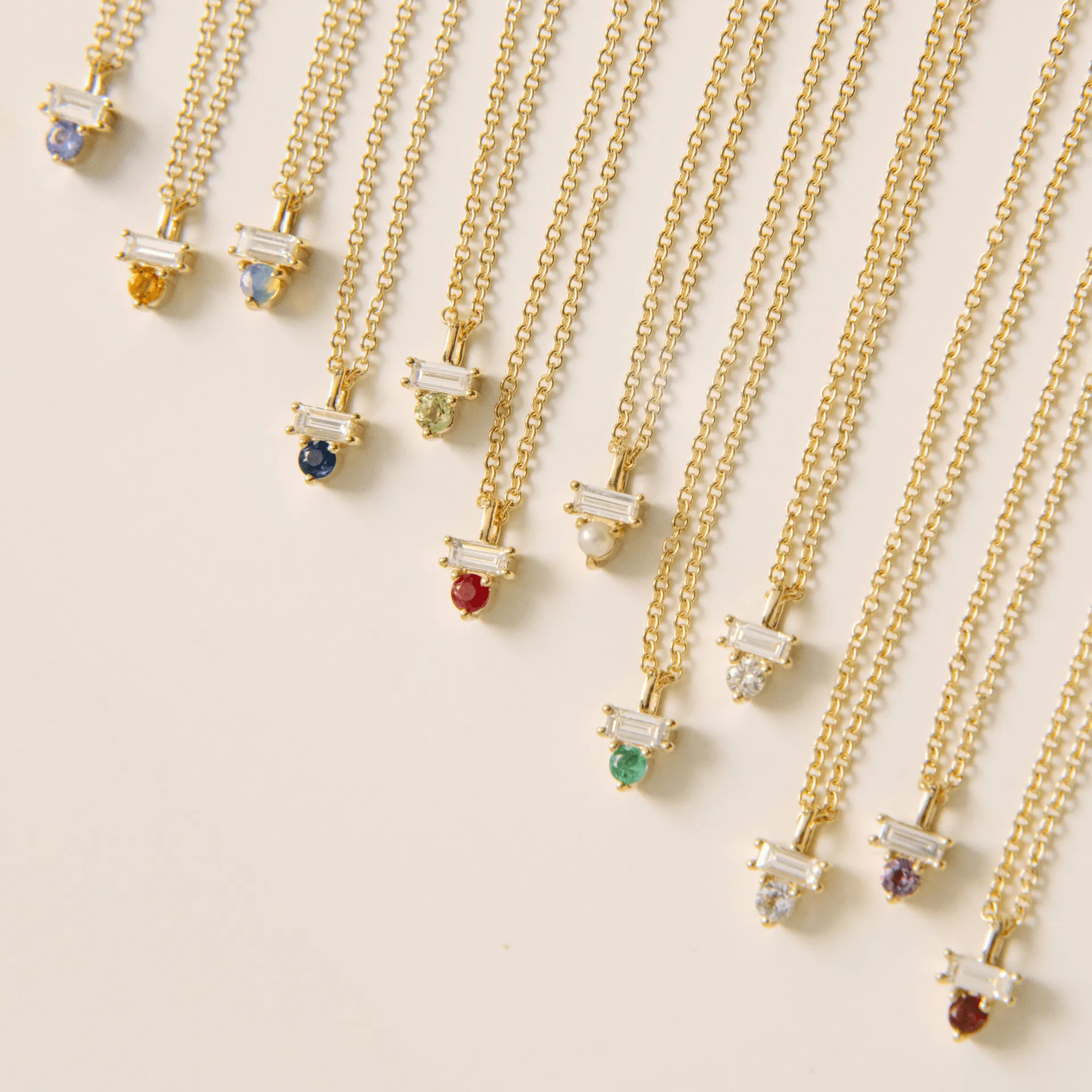 Emerald & Diamond Baguette Necklace