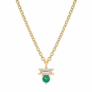 Emerald & Diamond Baguette Necklace