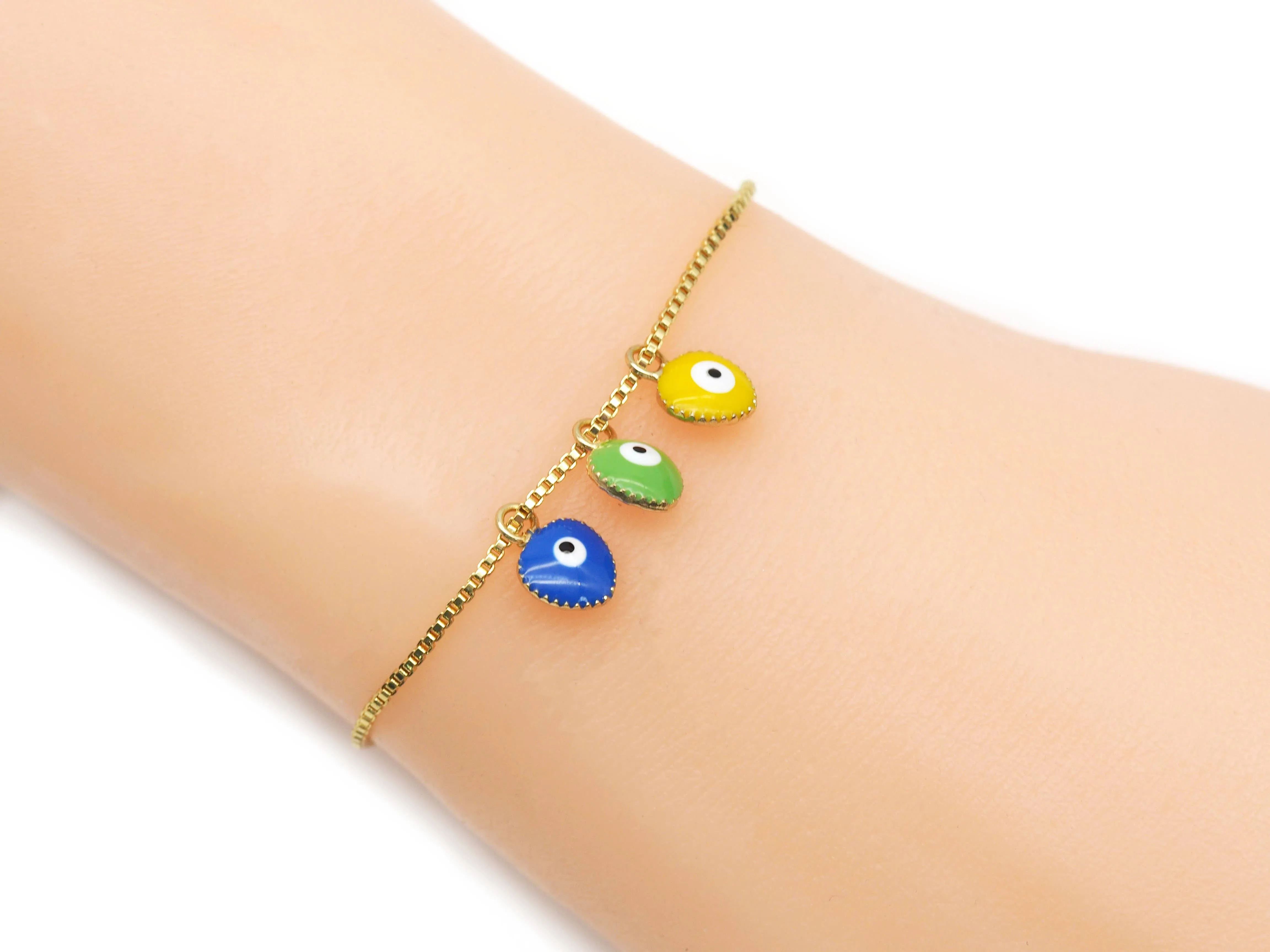 Enamel Evil Eye On Heart Pendant, Sku#B175
