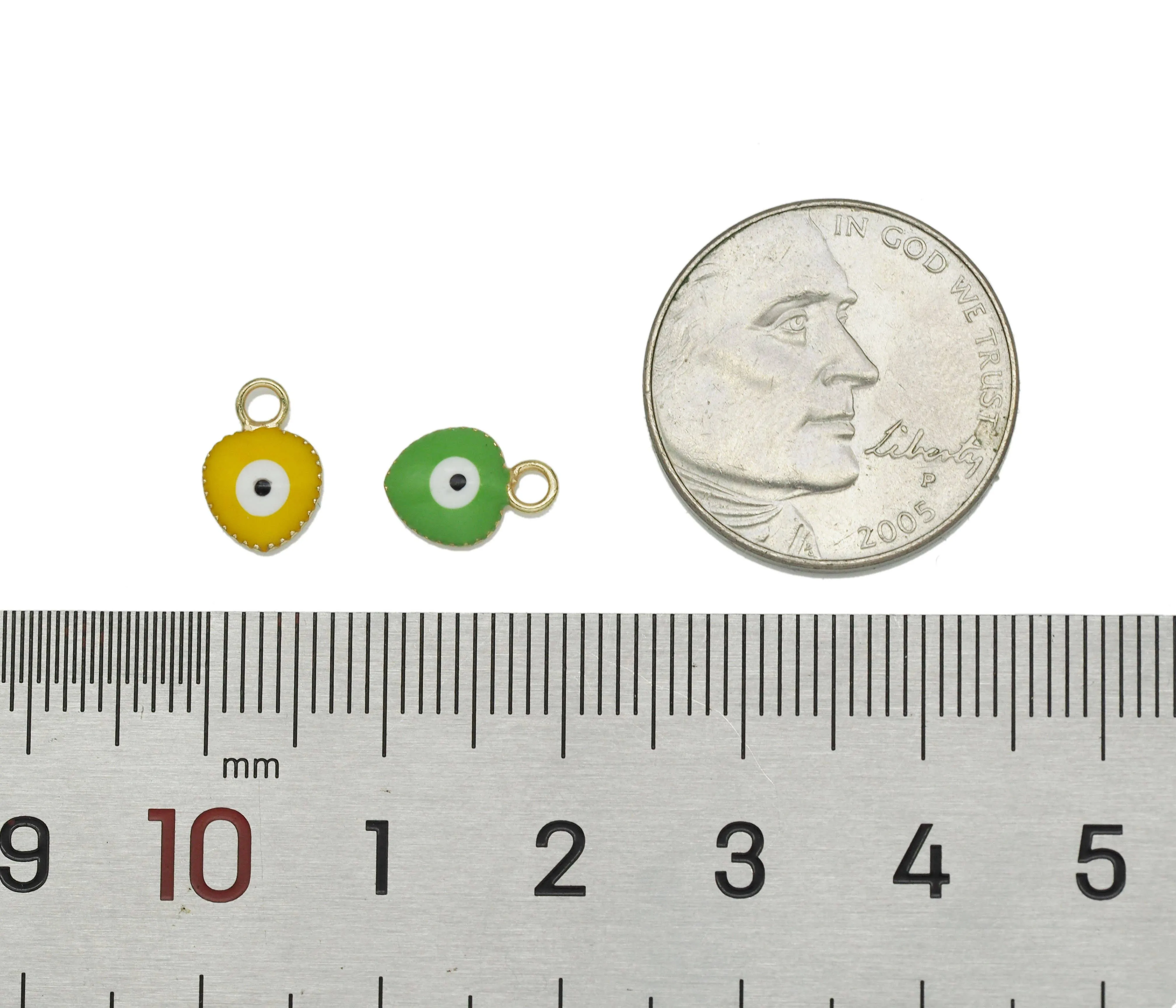 Enamel Evil Eye On Heart Pendant, Sku#B175