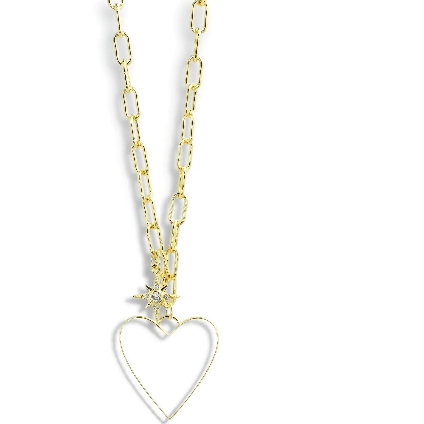 Enamel Heart/Star Necklace White I-59