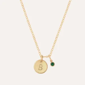Engravable Disc & Birthstone Necklace