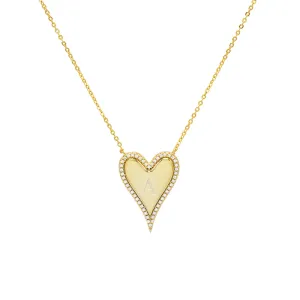 Engravable Pavé Initial Heart Necklace