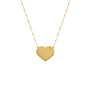 Engravable Solid Large Heart X Beaded Chain Necklace