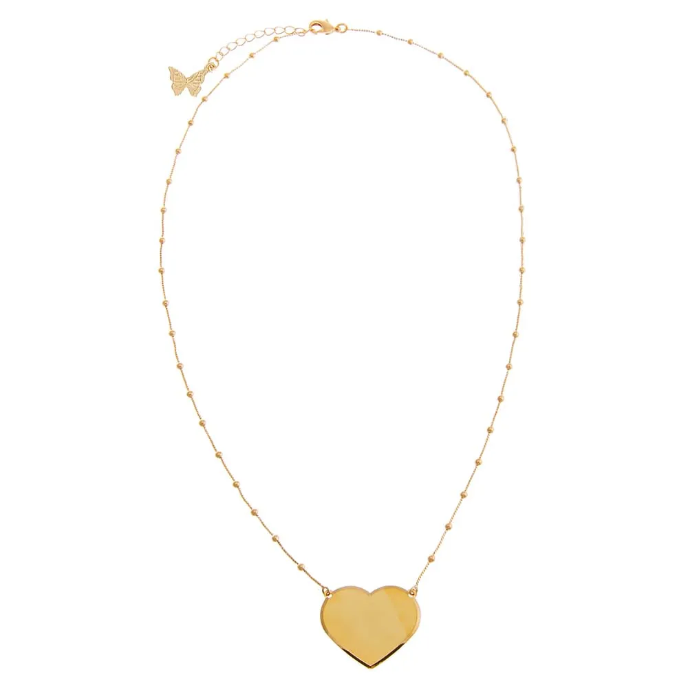 Engravable Solid Large Heart X Beaded Chain Necklace