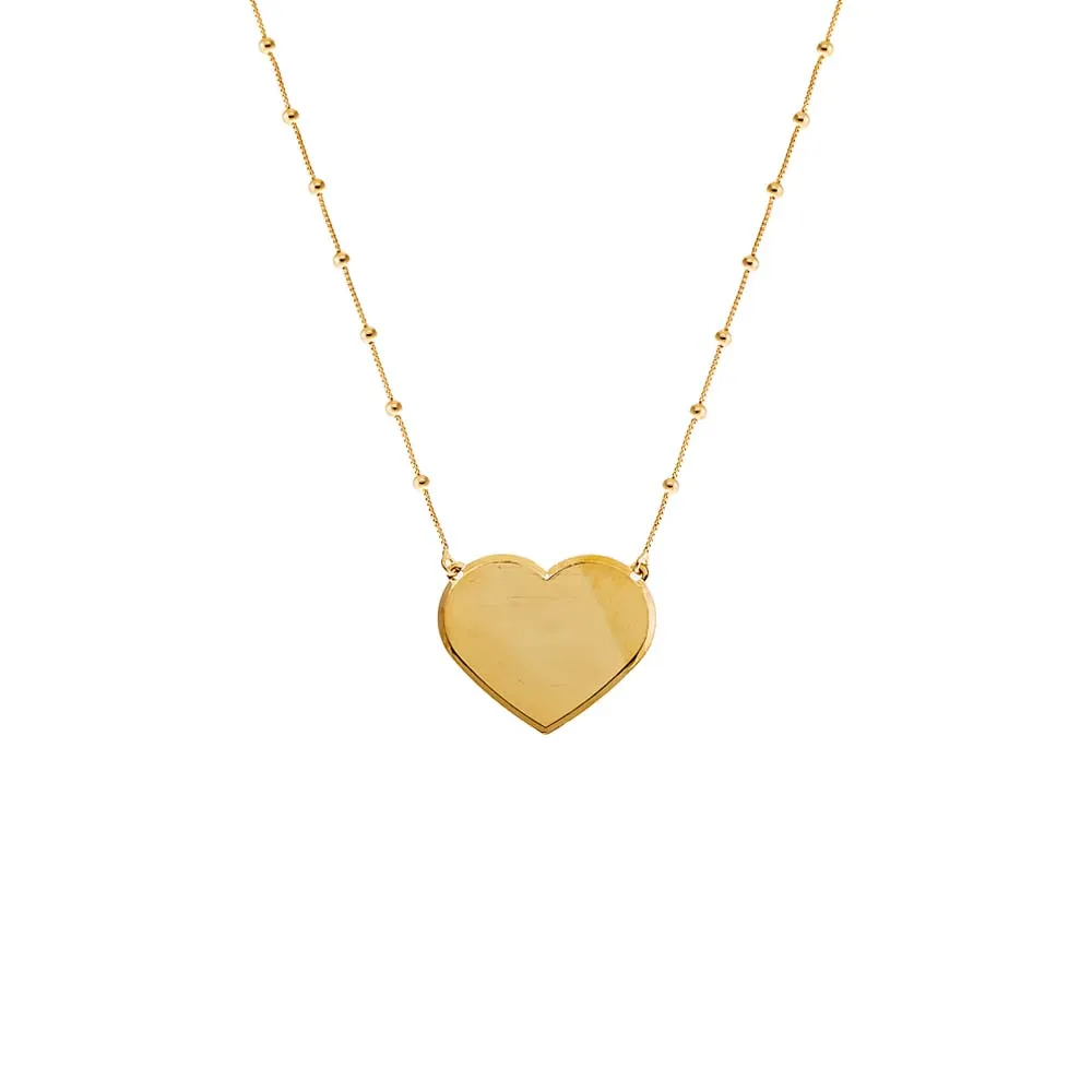 Engravable Solid Large Heart X Beaded Chain Necklace
