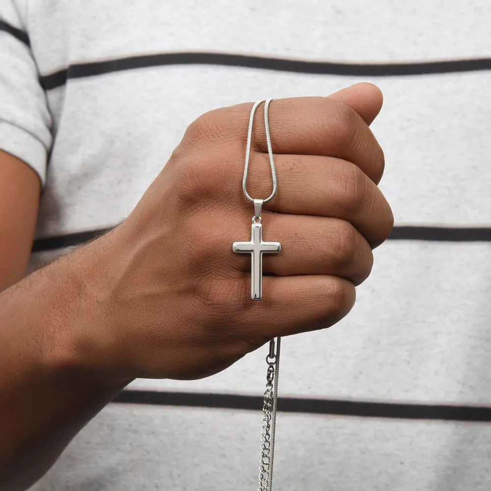 Engraved Cross Necklace | For Wife | Matthew 19:6