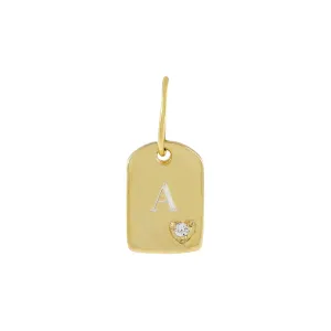 Engraved CZ Mini Heart Dog Tag Charm
