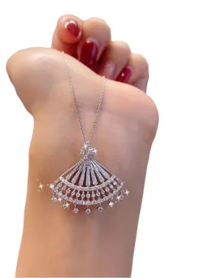 Exquisite Fan Shaped 925s Silver Necklace