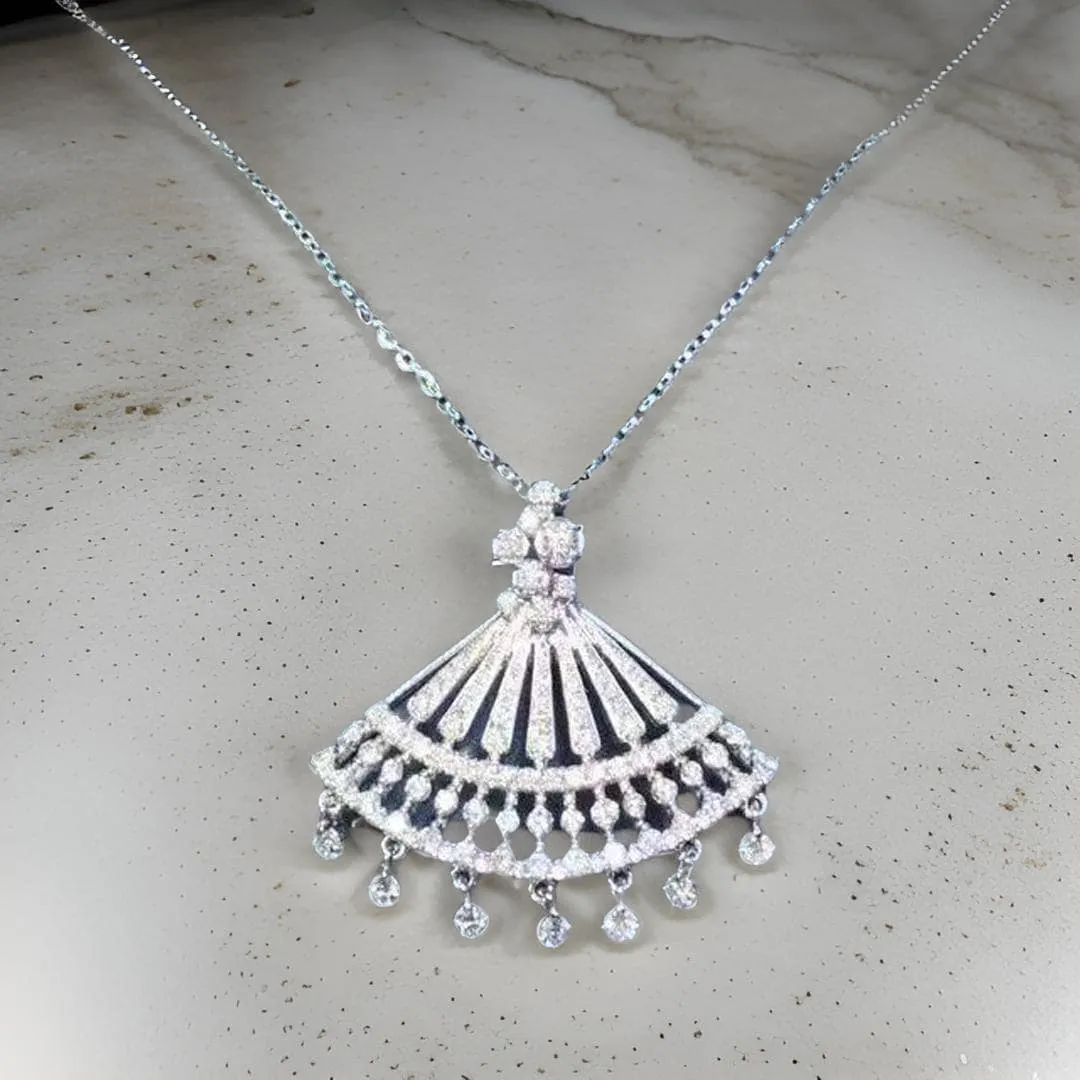 Exquisite Fan Shaped 925s Silver Necklace