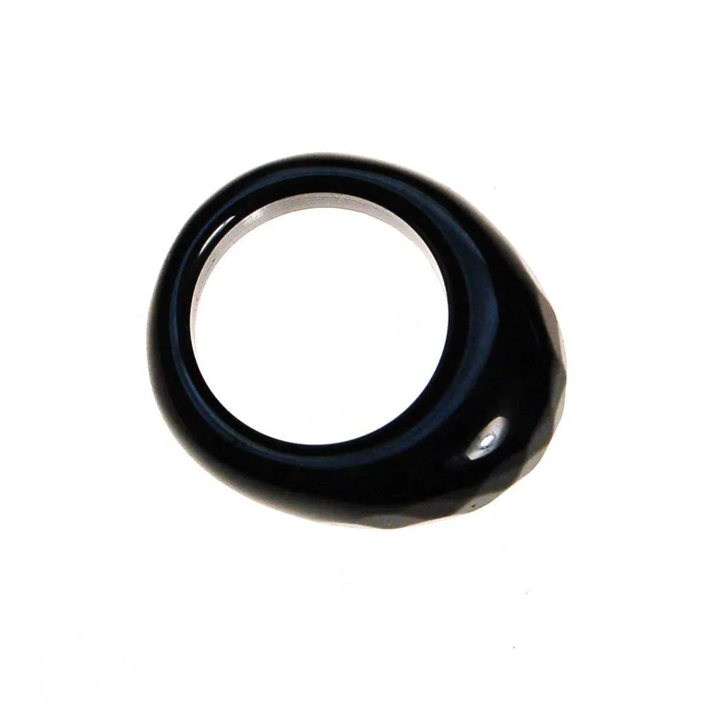 Faceted Black Jade Statement Ring