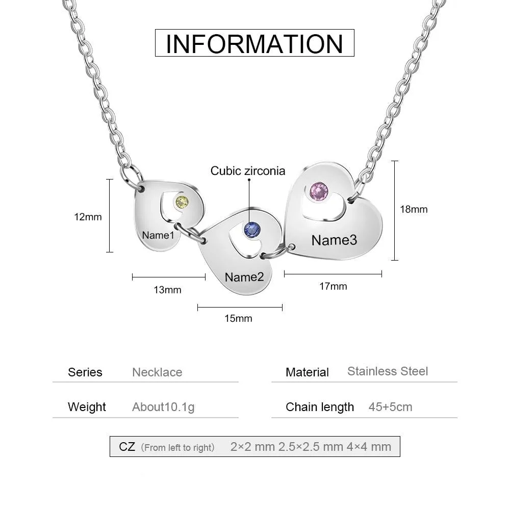 Family Name Necklace with 3 Pendants
