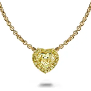 Fancy Yellow Diamond Heart Necklace
