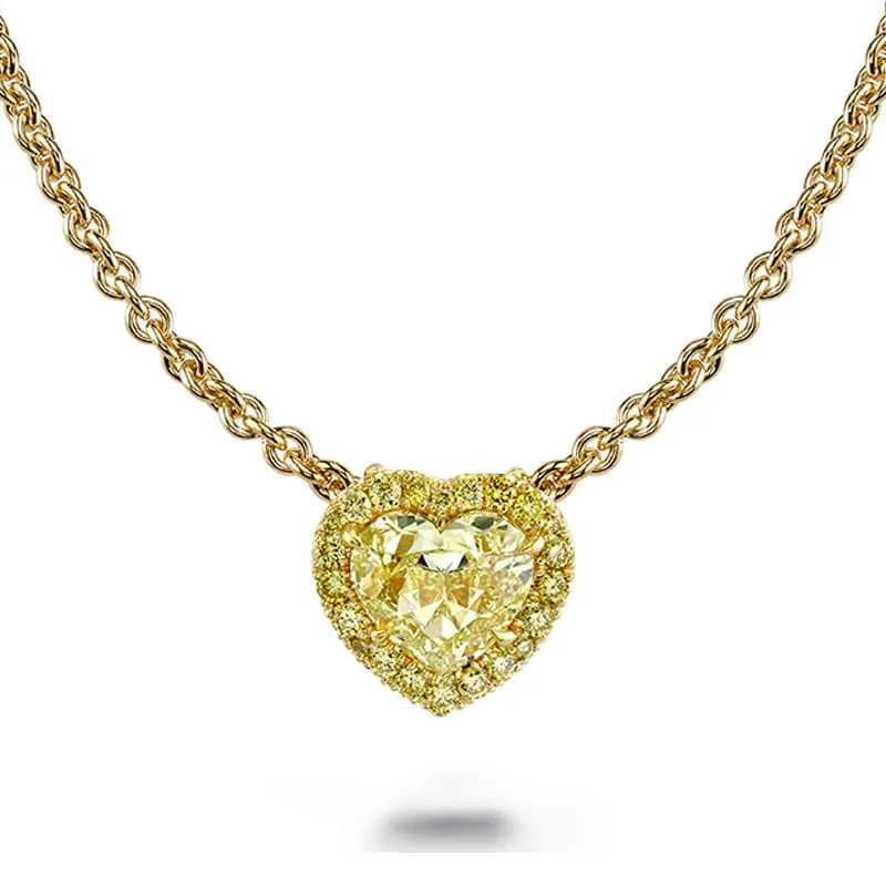Fancy Yellow Diamond Heart Necklace