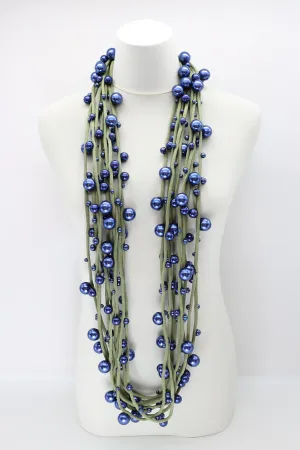 Faux Pearls on Textile Cord Necklaces - Large