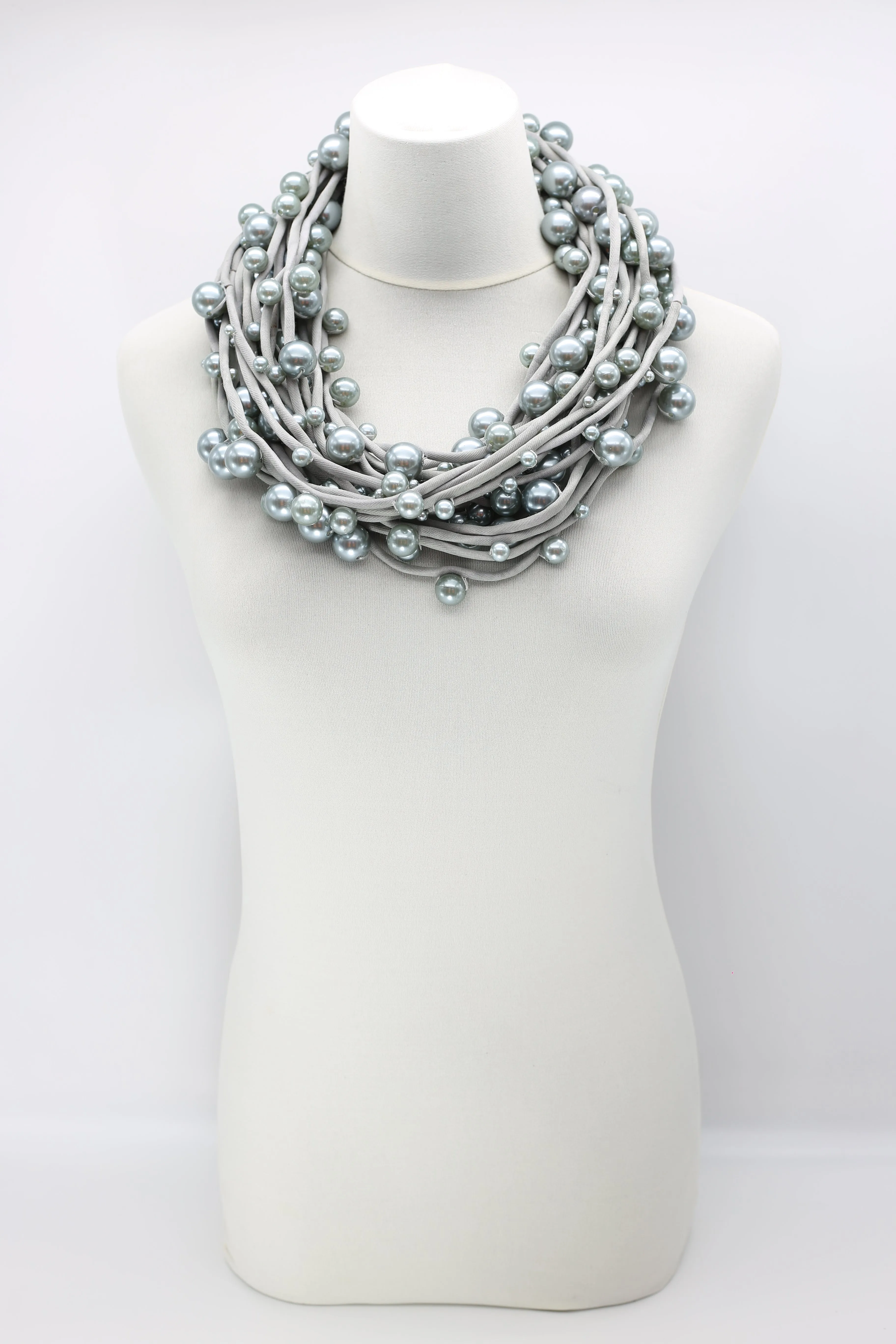 Faux Pearls on Textile Cord Necklaces - Large