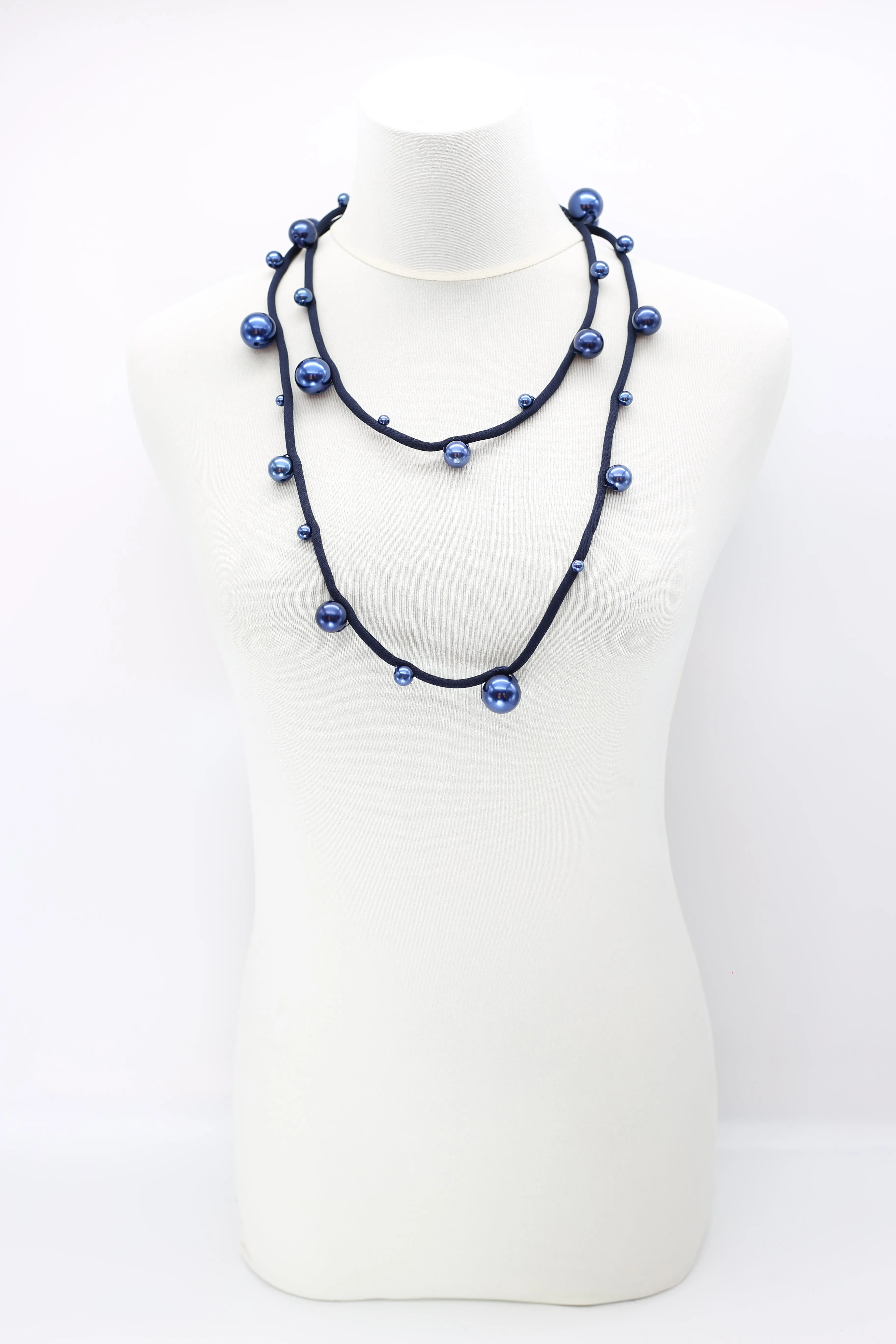 Faux Pearls on Textile Cord Necklaces - Large