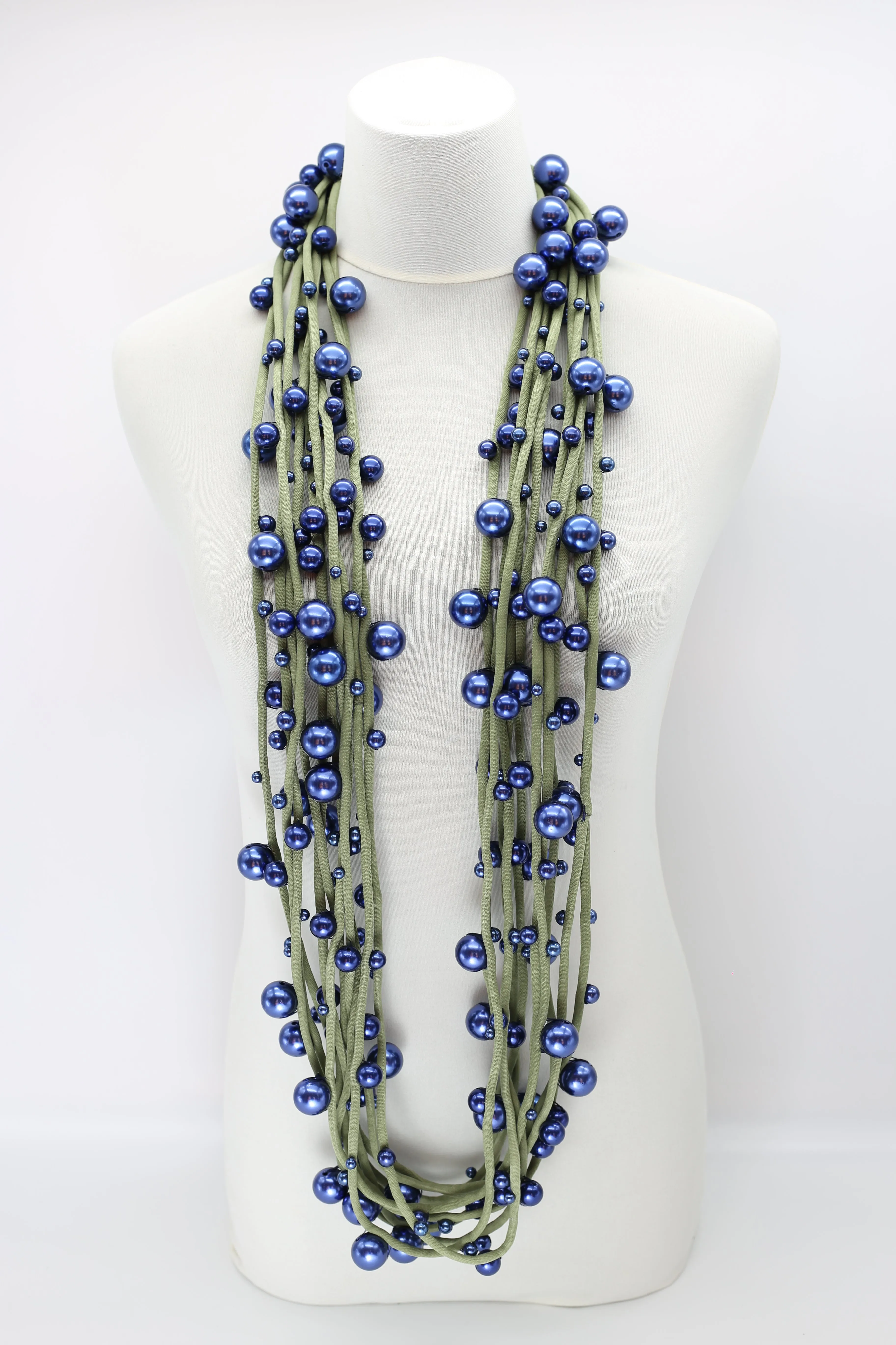 Faux Pearls on Textile Cord Necklaces - Large