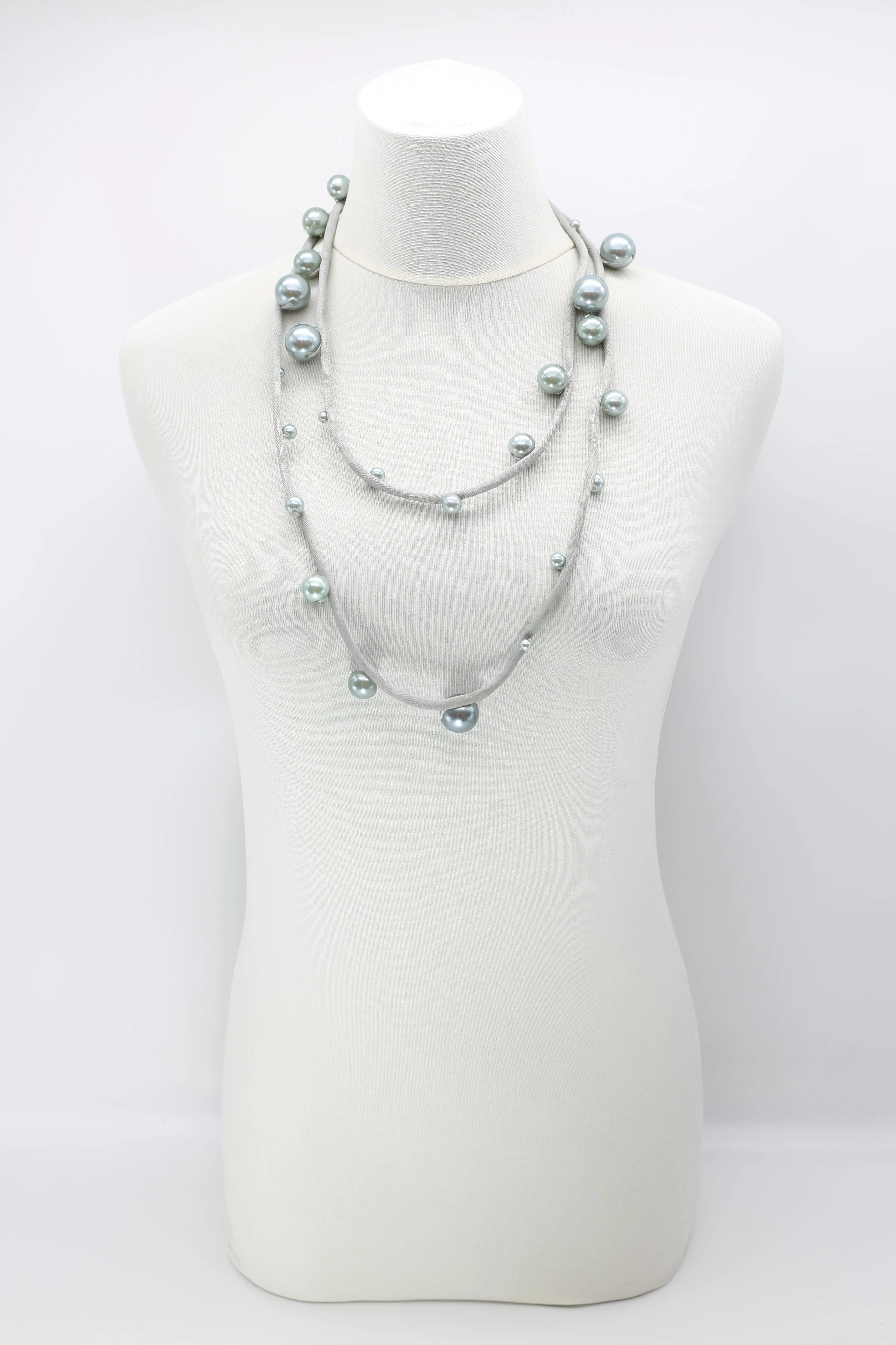 Faux Pearls on Textile Cord Necklaces - Large