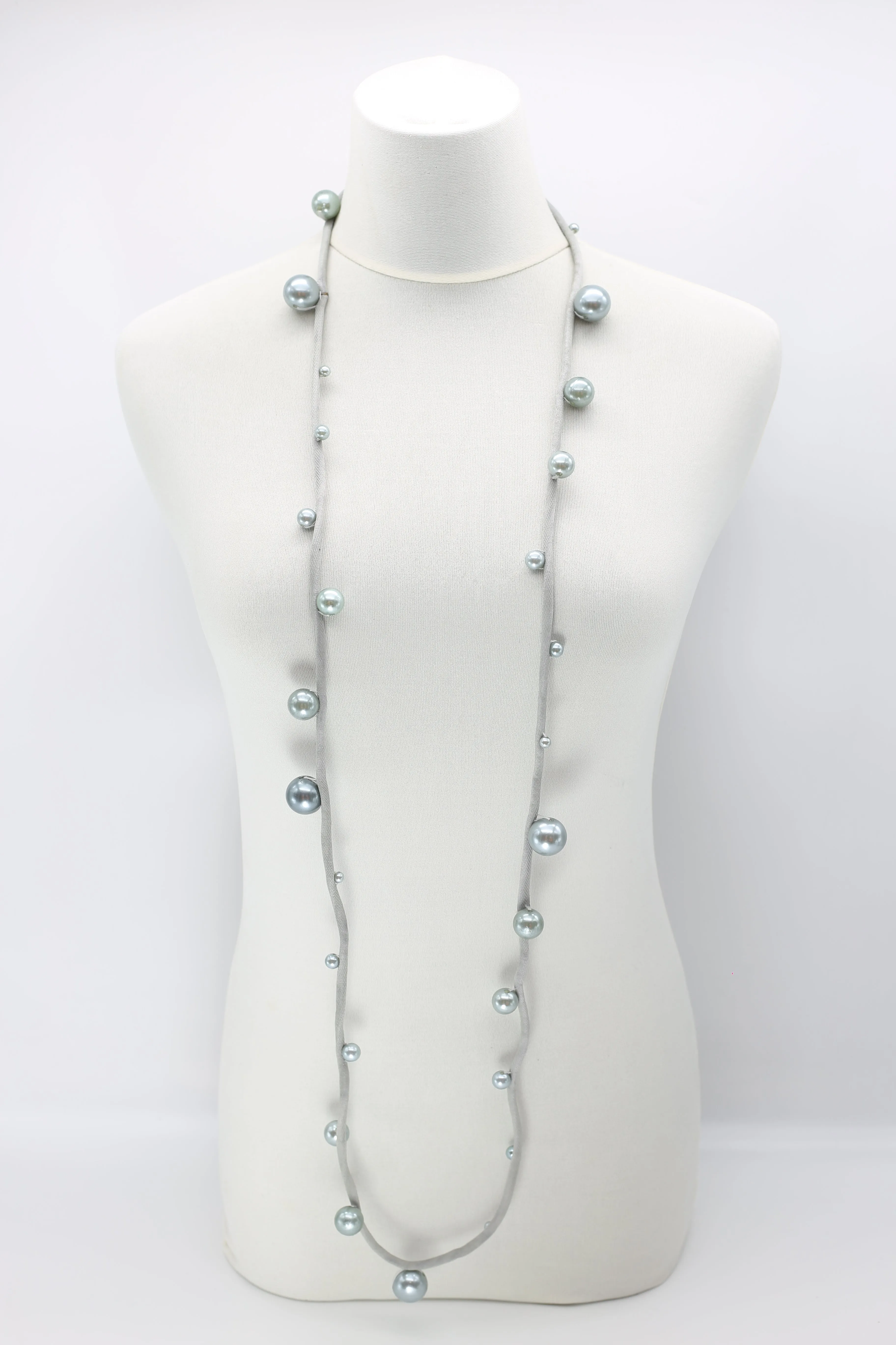 Faux Pearls on Textile Cord Necklaces - Large