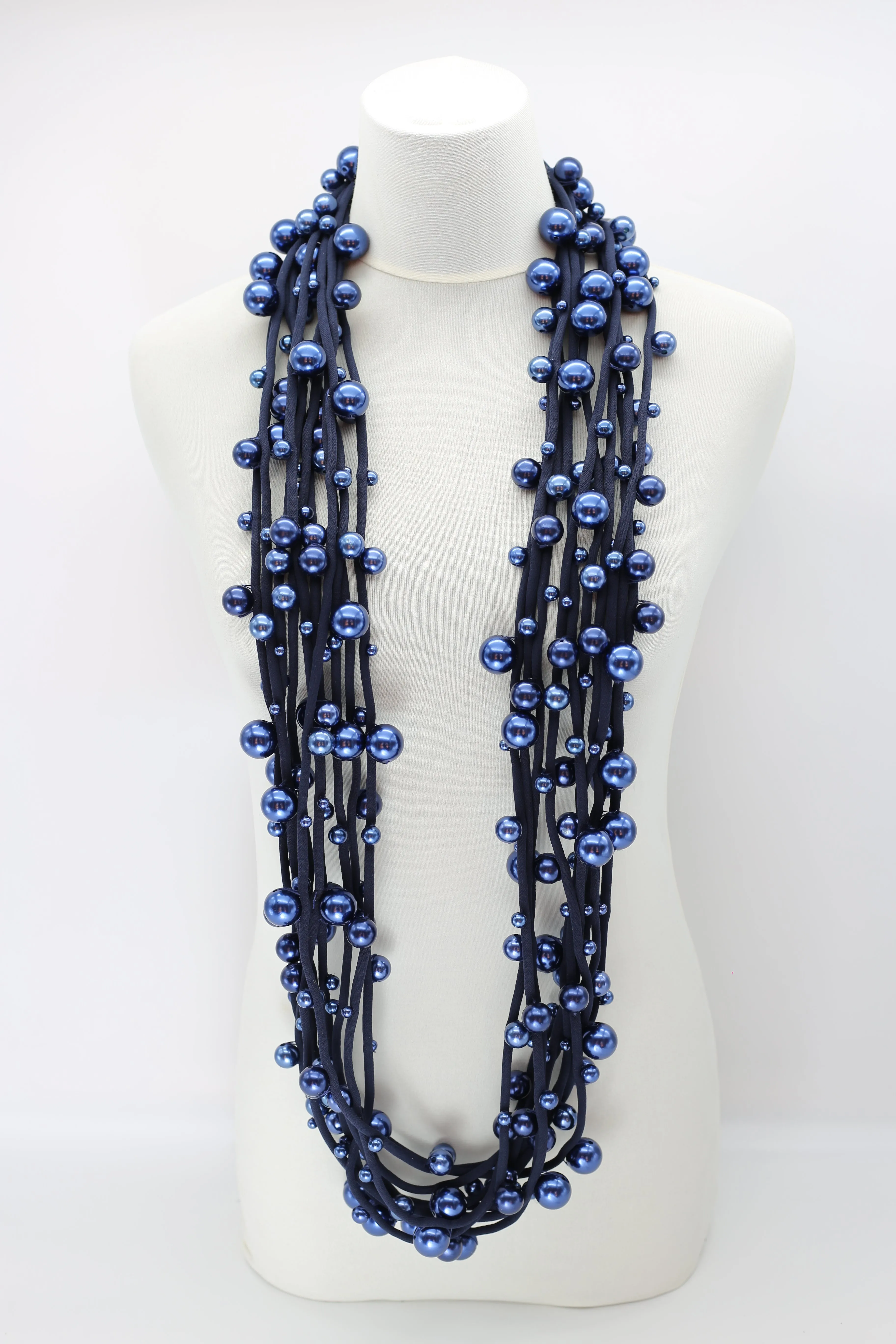Faux Pearls on Textile Cord Necklaces - Large