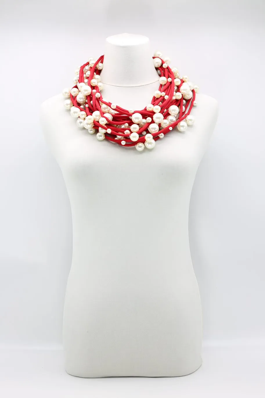 Faux Pearls on Textile Cord Necklaces - Large