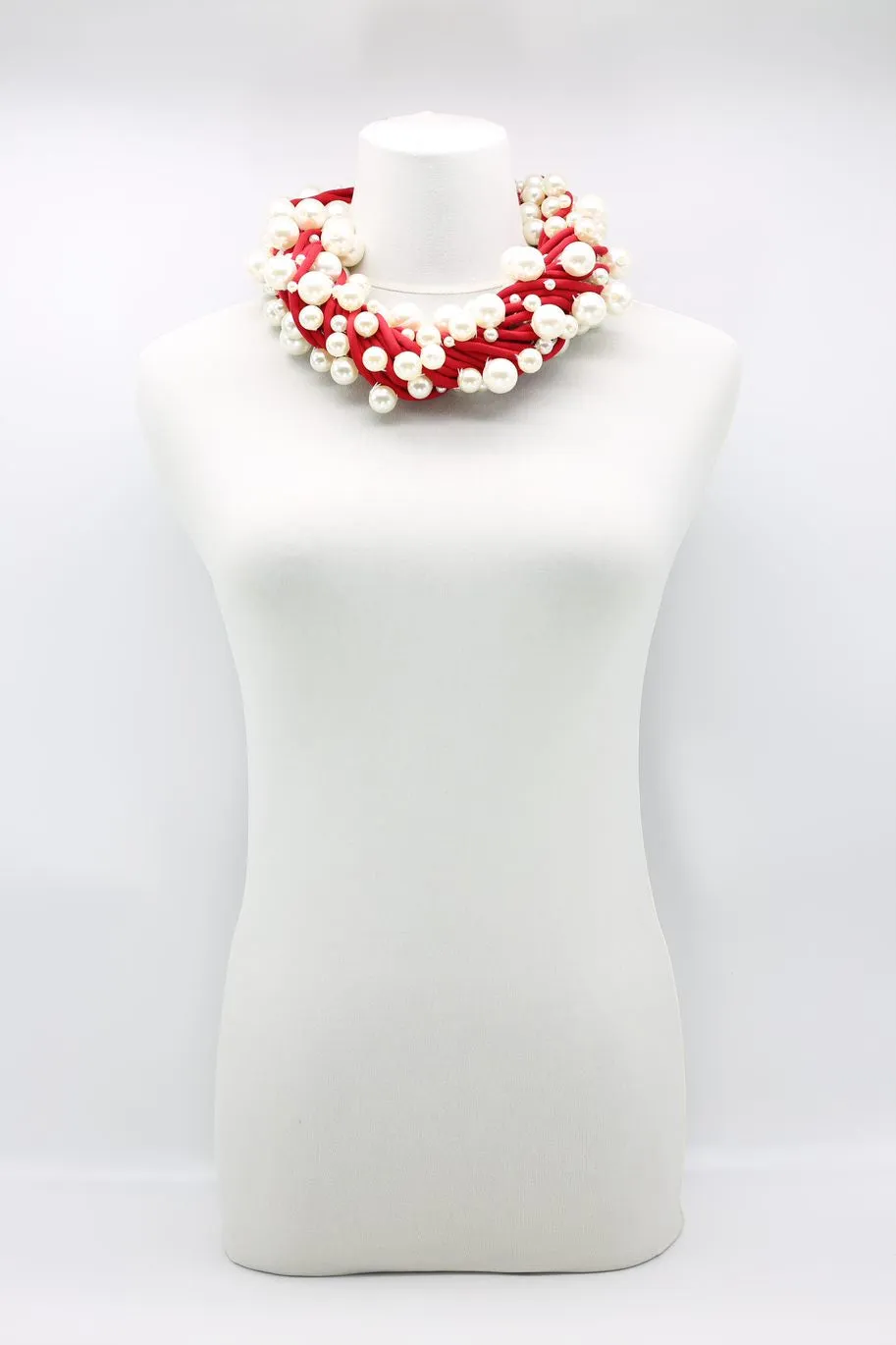 Faux Pearls on Textile Cord Necklaces - Large