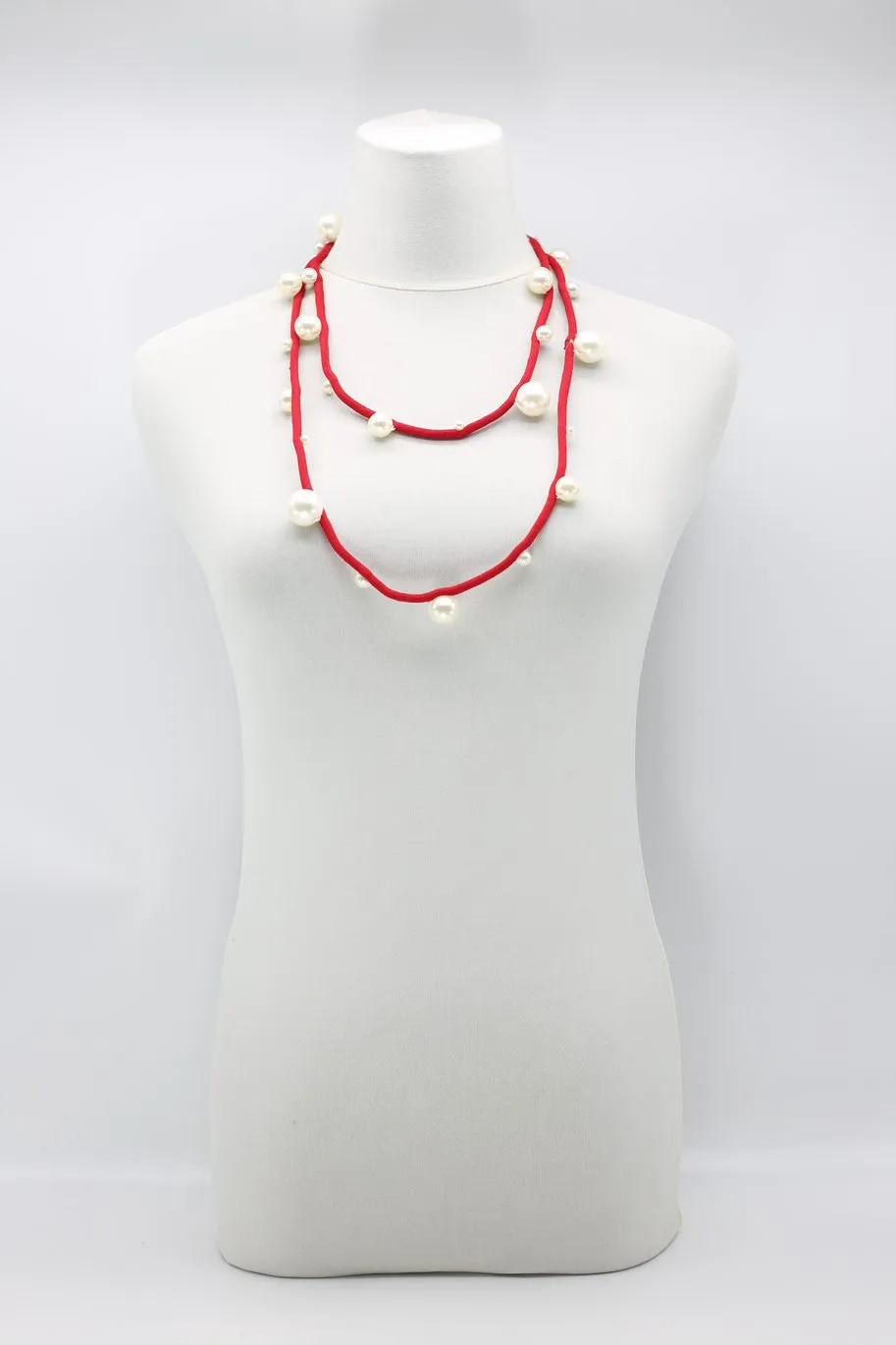Faux Pearls on Textile Cord Necklaces - Large