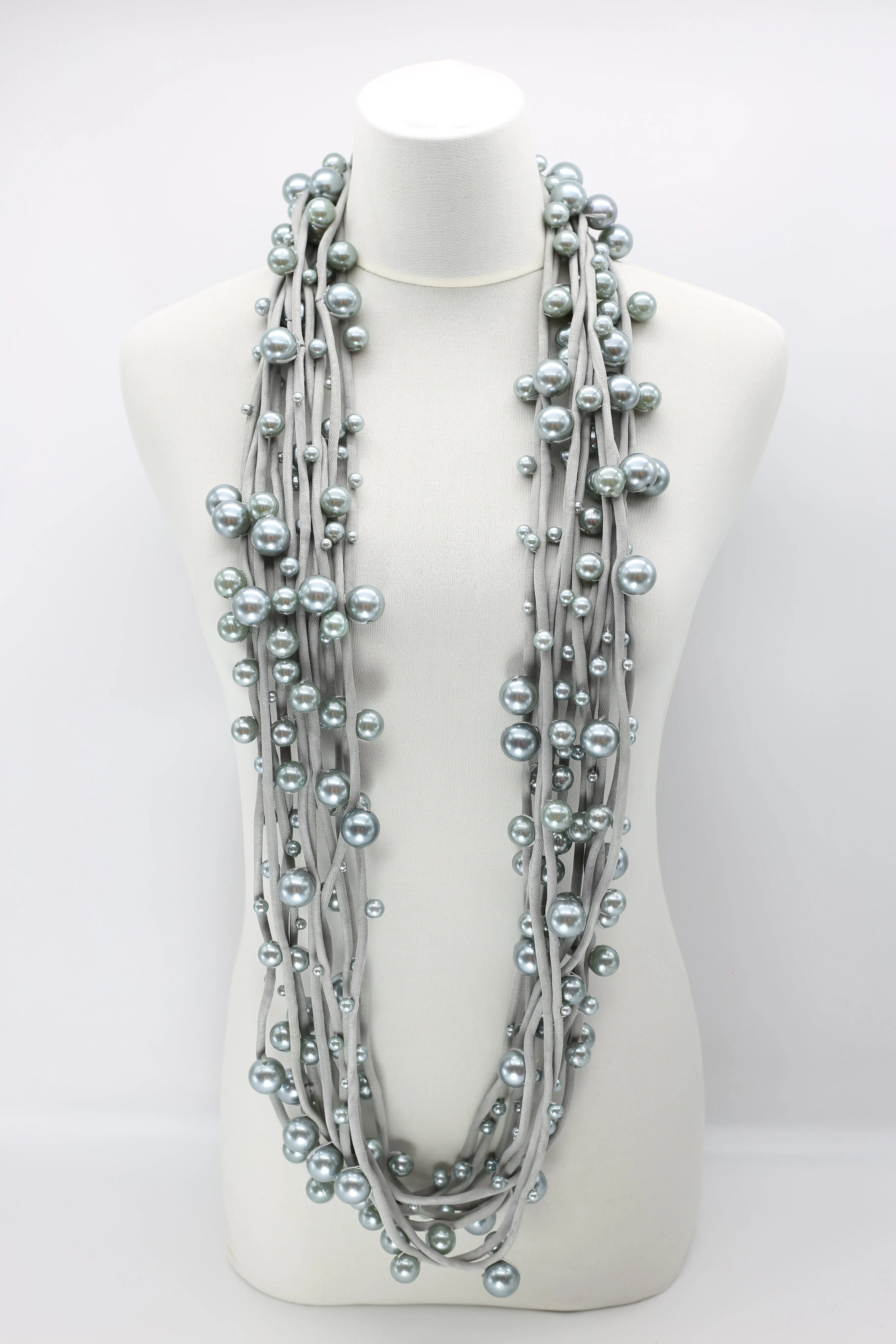 Faux Pearls on Textile Cord Necklaces - Large
