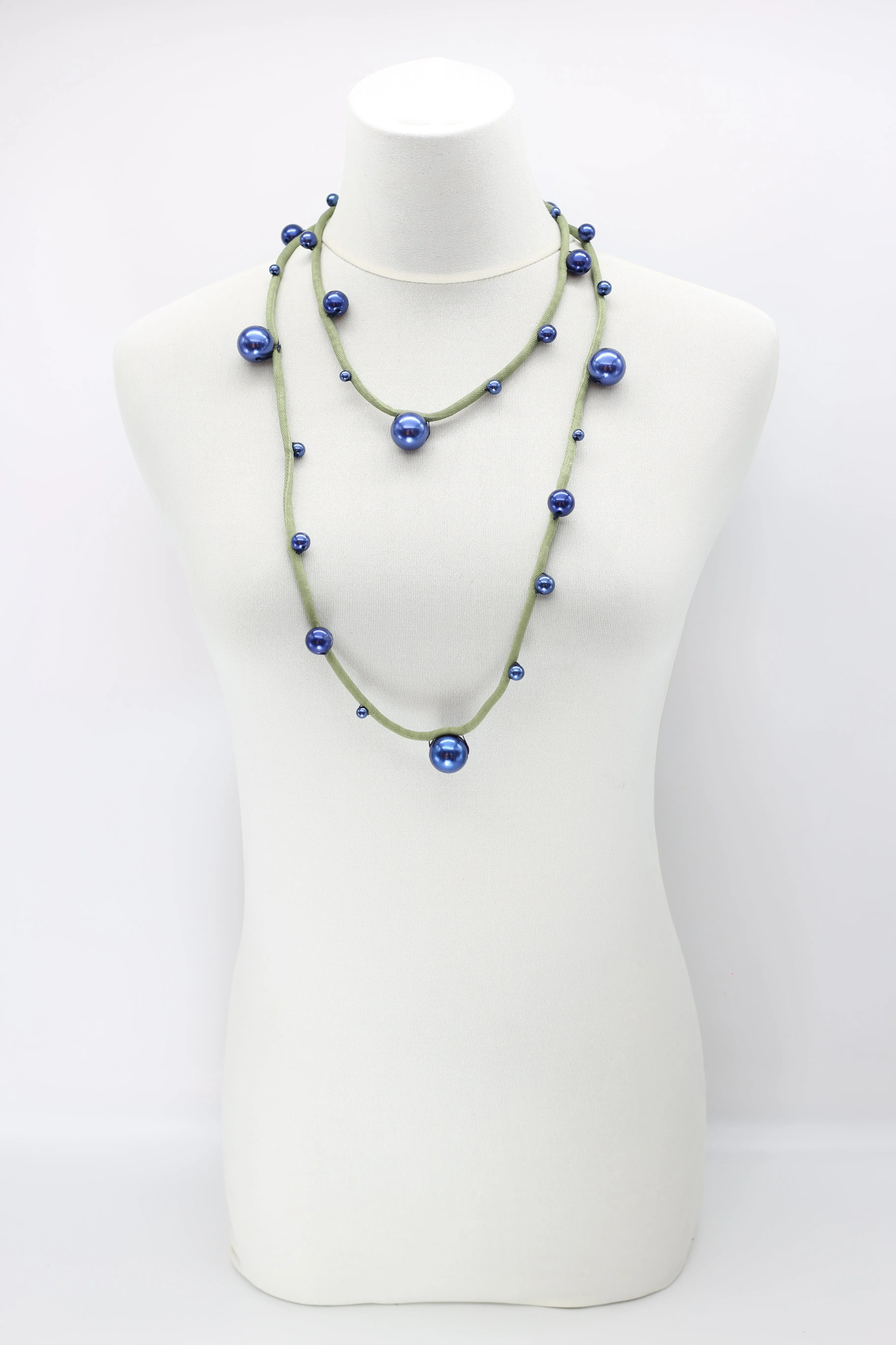 Faux Pearls on Textile Cord Necklaces - Large