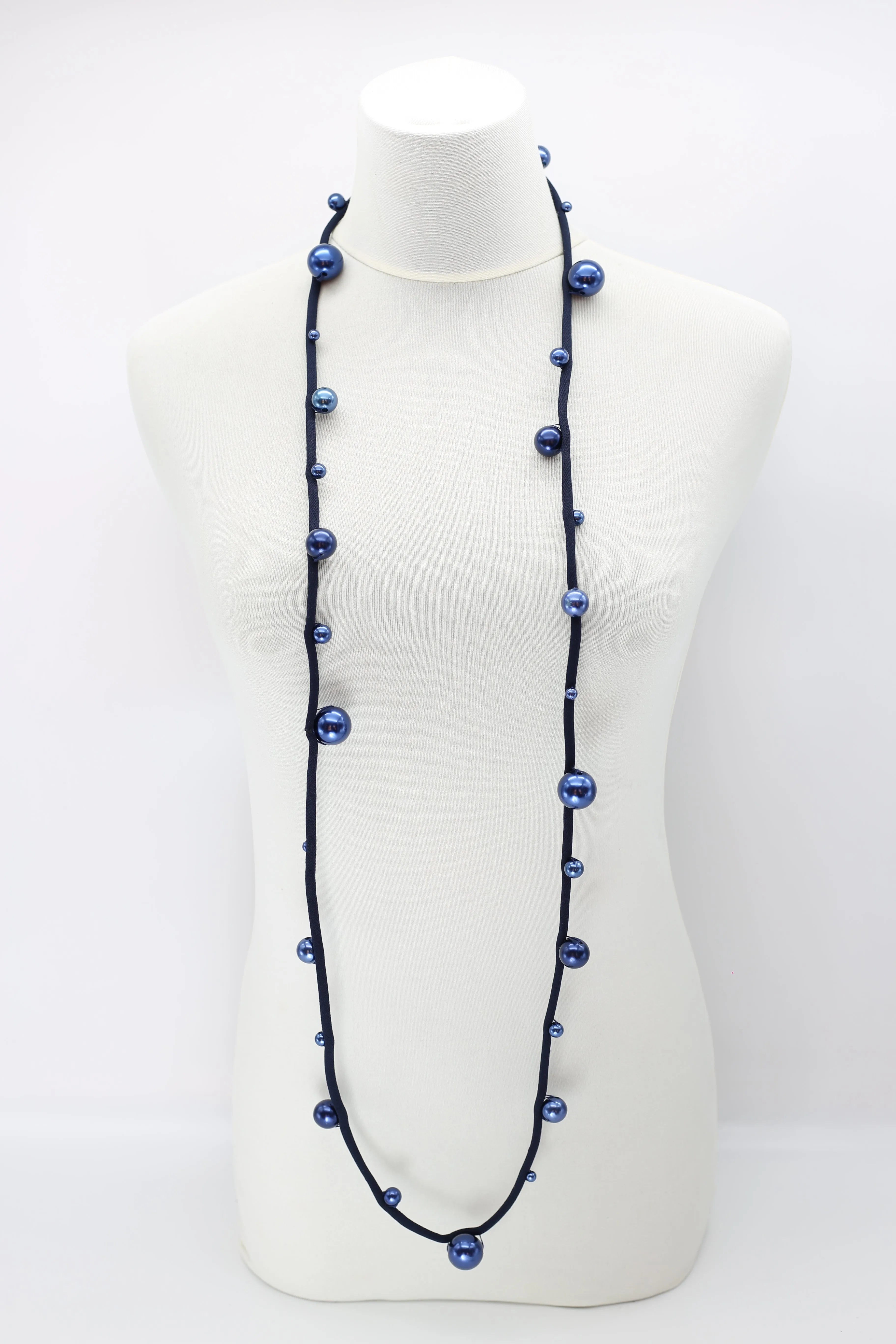 Faux Pearls on Textile Cord Necklaces - Large