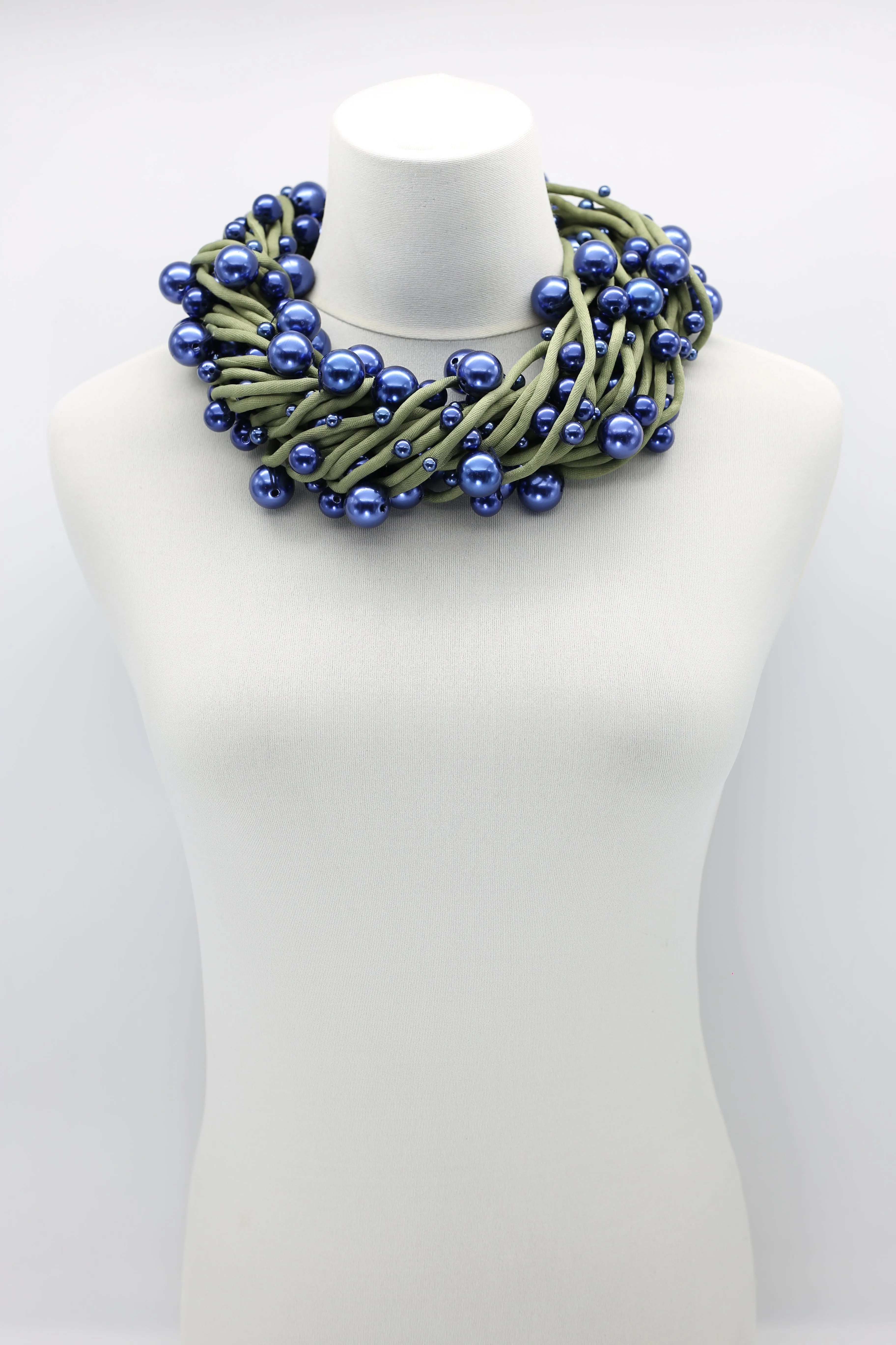 Faux Pearls on Textile Cord Necklaces - Large