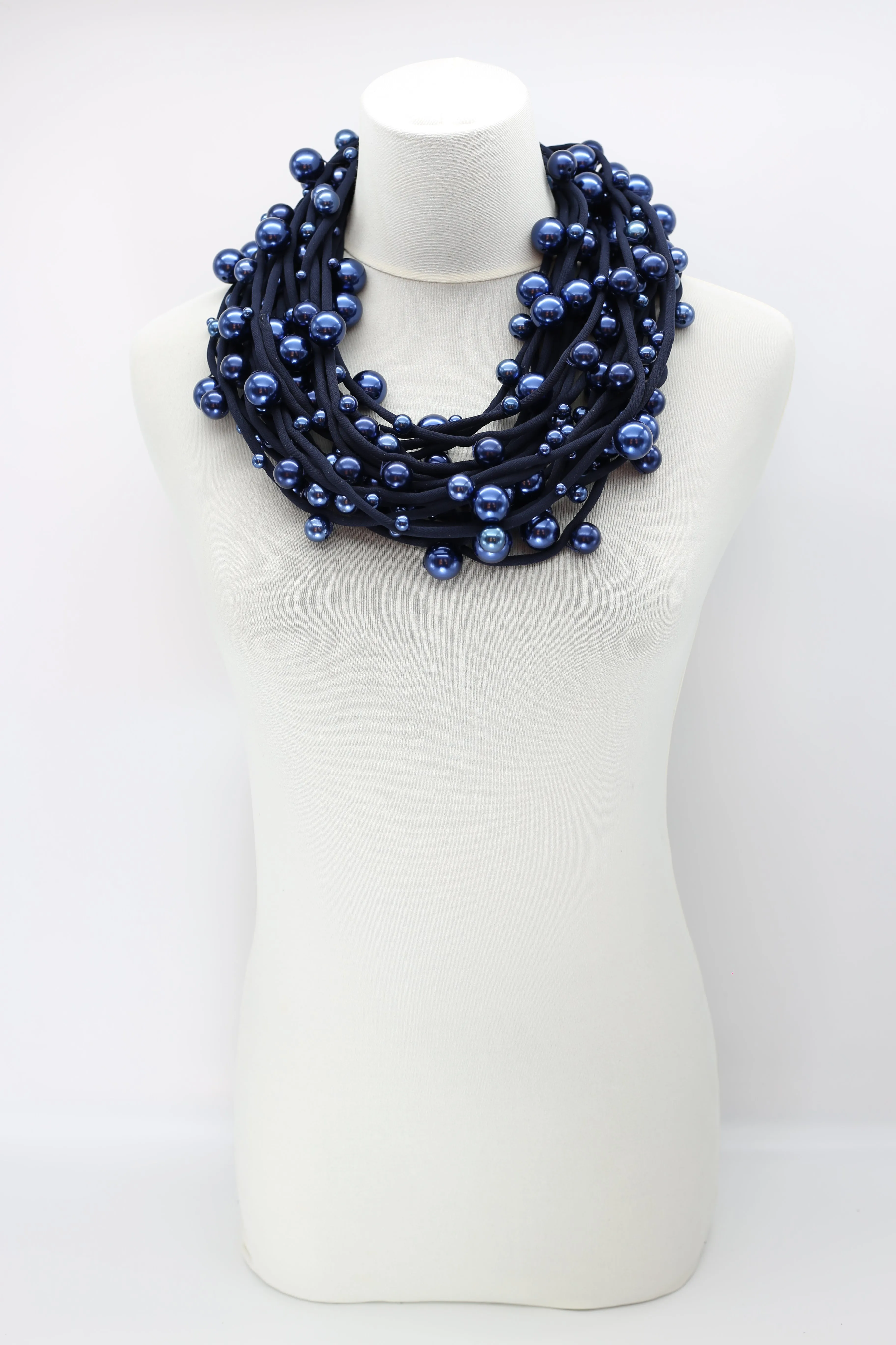 Faux Pearls on Textile Cord Necklaces - Large