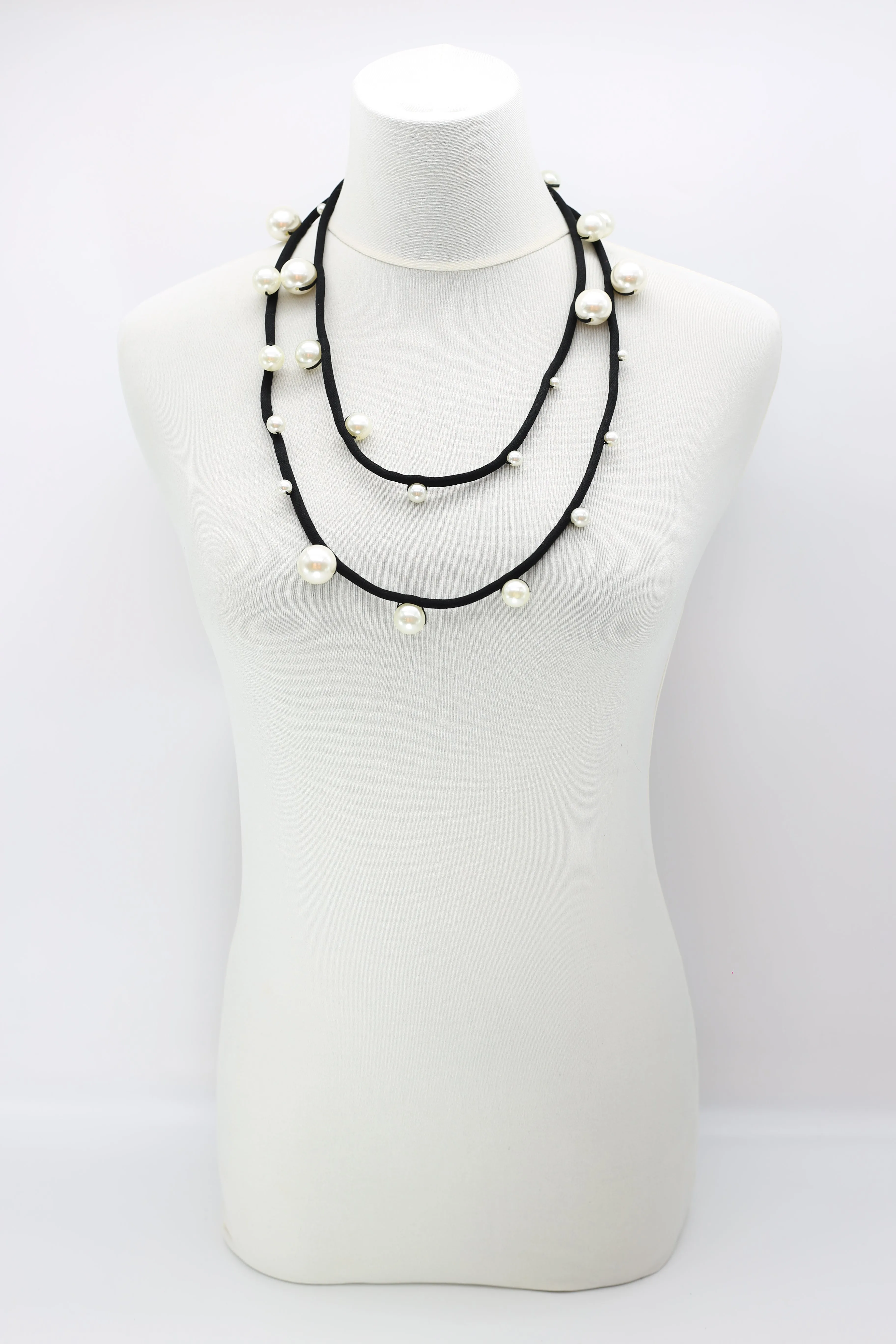 Faux Pearls on Textile Cord Necklaces - Large