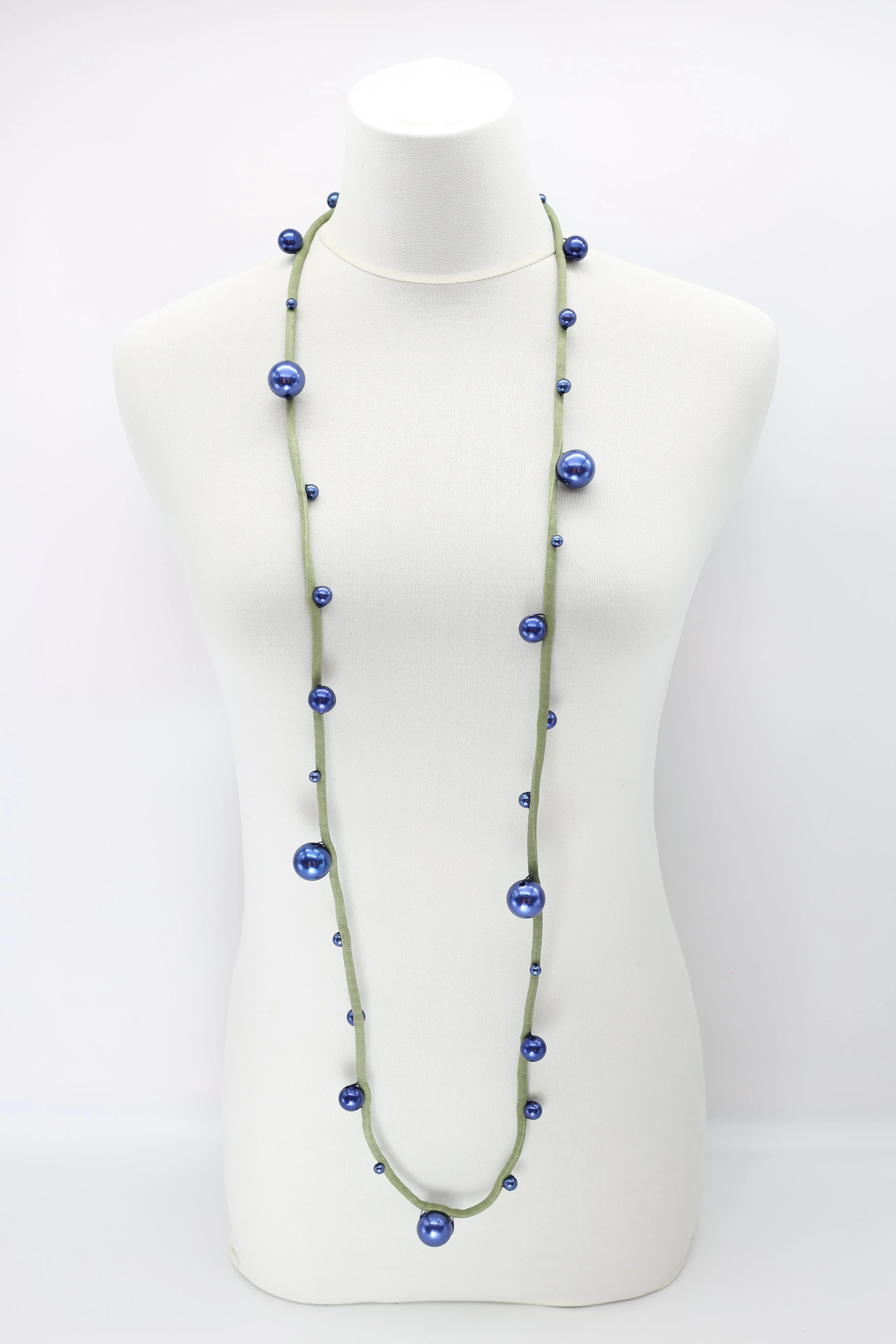 Faux Pearls on Textile Cord Necklaces - Large