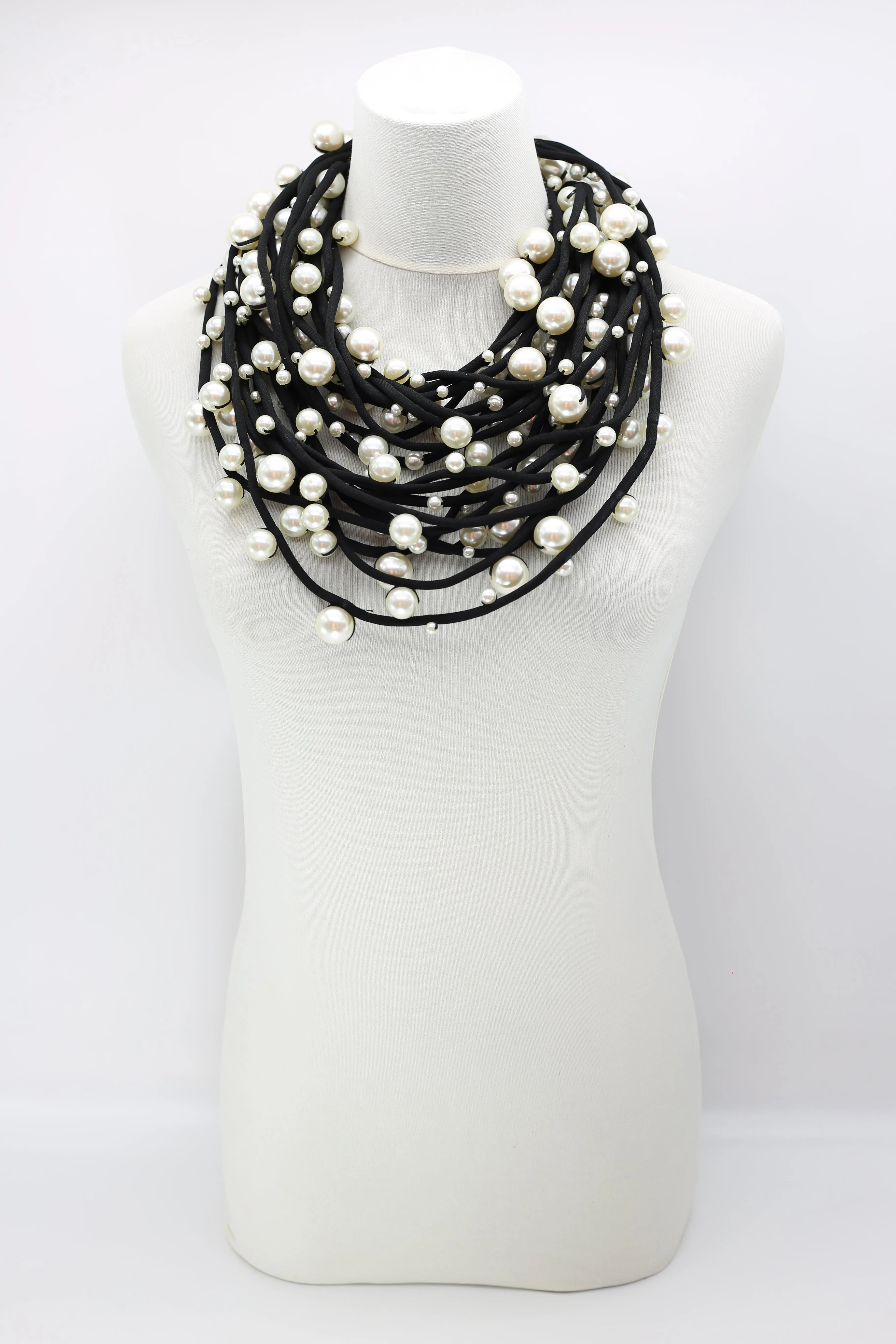 Faux Pearls on Textile Cord Necklaces - Large