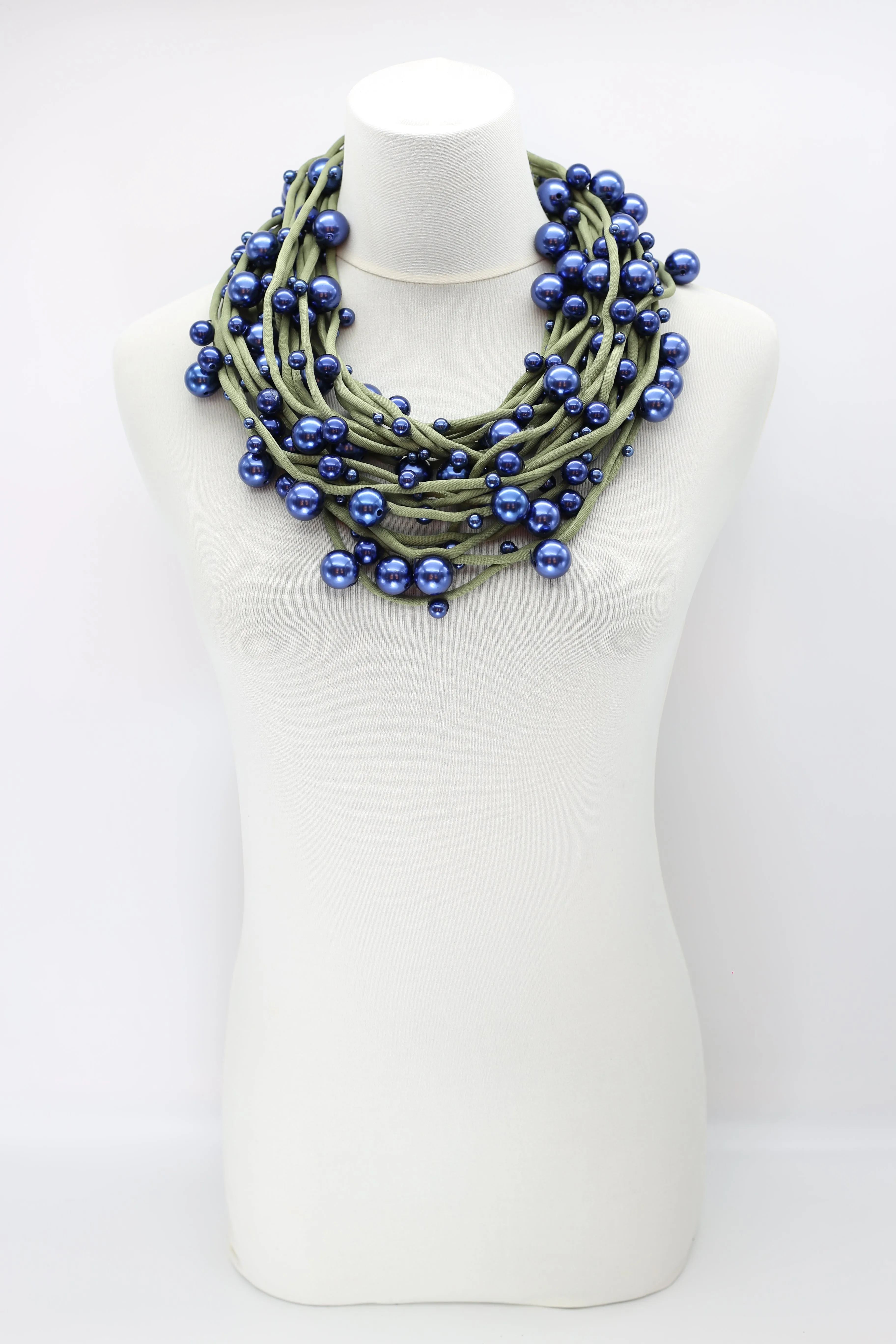 Faux Pearls on Textile Cord Necklaces - Large