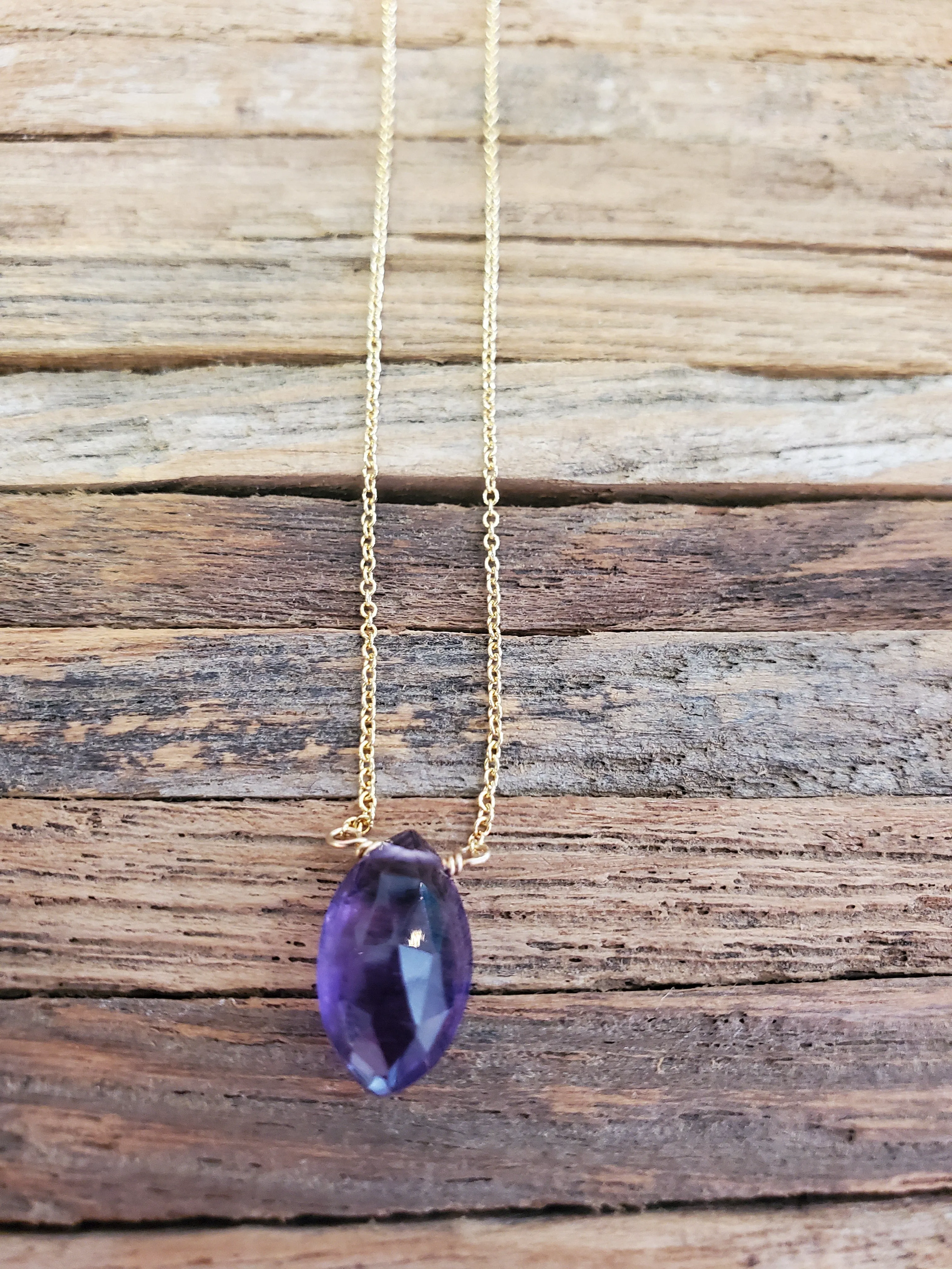 February Birthstone Gold-Filled Necklace (Amethyst)